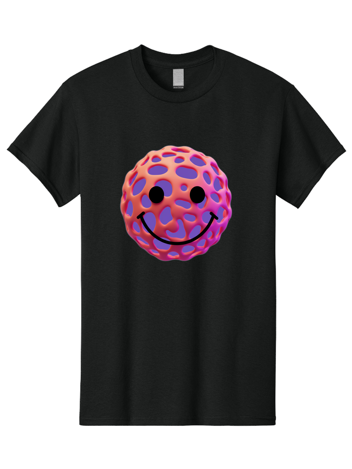 Smiley-Virus Men'S Graphic Tee, 100% Cotton, Comfortable Casual Summer Wear, Machine Washable, Smiley Face, Happy Emoji, Pink And Orange Gradient, Playful Design, 3D Illustration, Digital Art, Cute Character, Smiley Emoticon, Emoticon Bae761 8