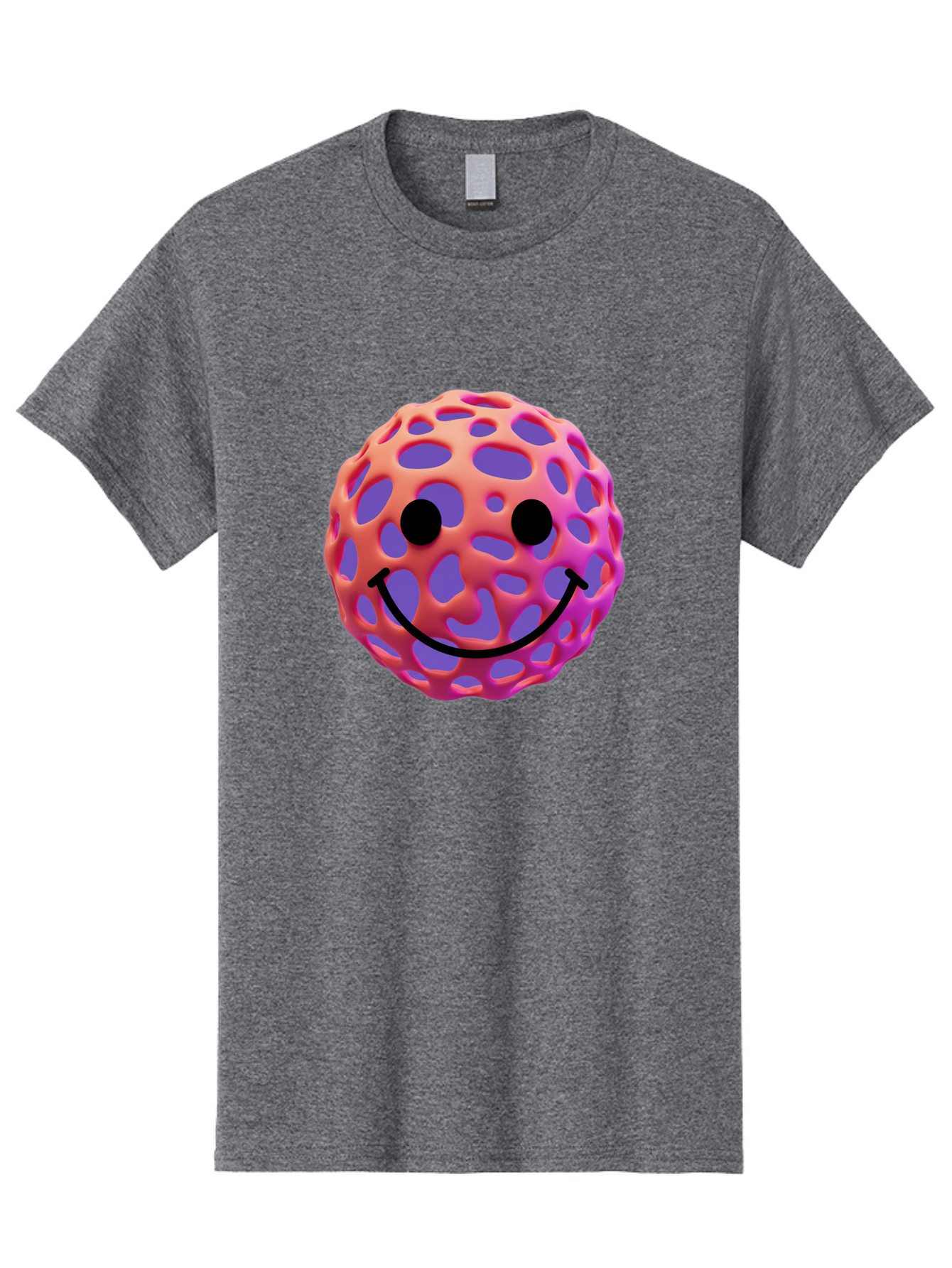 Smiley-Virus Men'S Graphic Tee, 100% Cotton, Comfortable Casual Summer Wear, Machine Washable, Smiley Face, Happy Emoji, Pink And Orange Gradient, Playful Design, 3D Illustration, Digital Art, Cute Character, Smiley Emoticon, Emoticon Bae761 14