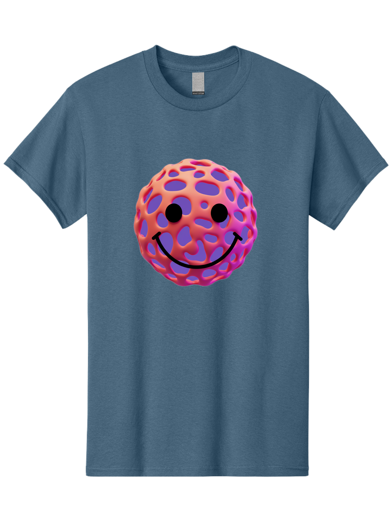 Smiley-Virus Men'S Graphic Tee, 100% Cotton, Comfortable Casual Summer Wear, Machine Washable, Smiley Face, Happy Emoji, Pink And Orange Gradient, Playful Design, 3D Illustration, Digital Art, Cute Character, Smiley Emoticon, Emoticon Bae761 3