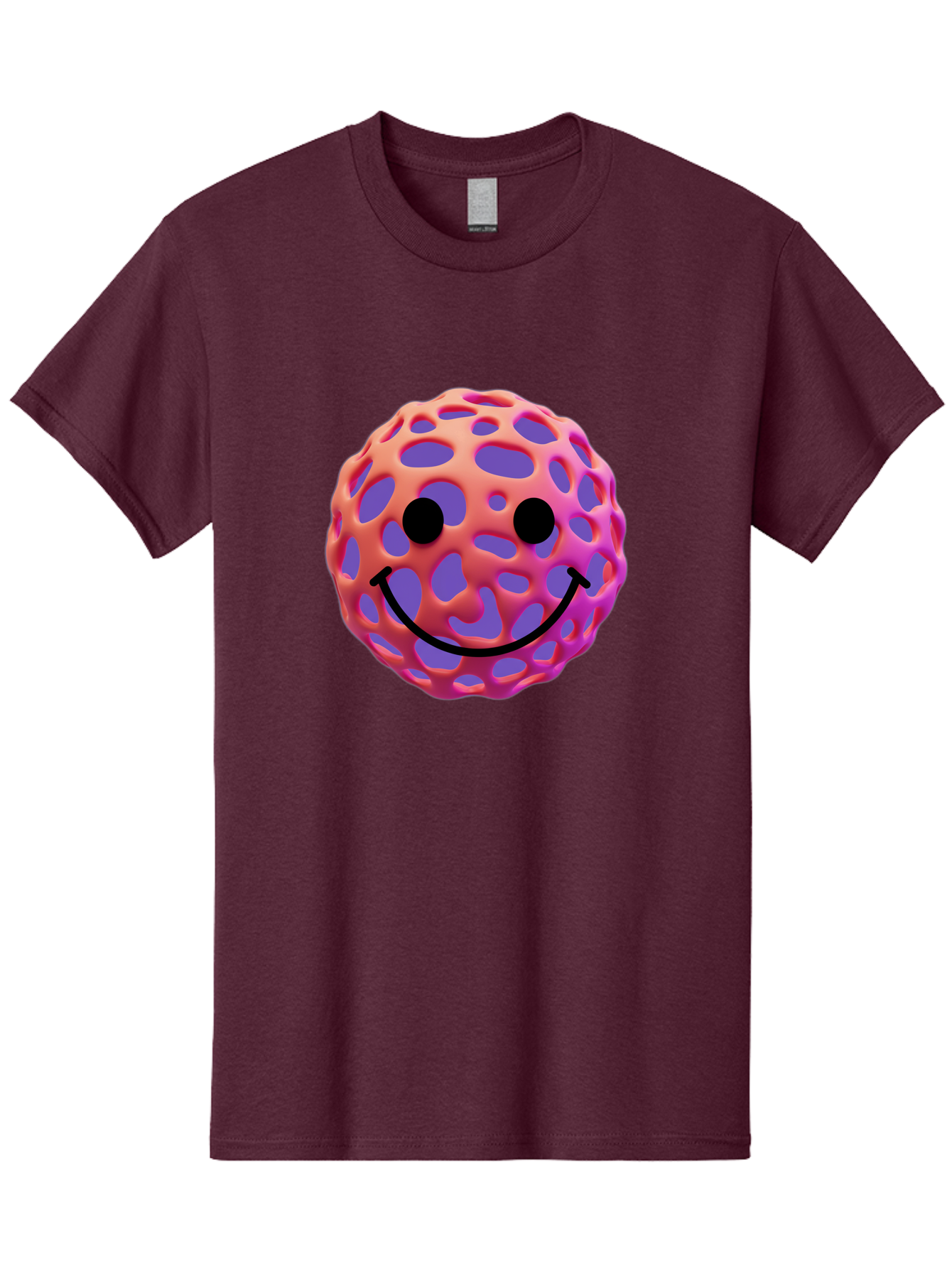 Smiley-Virus Men'S Graphic Tee, 100% Cotton, Comfortable Casual Summer Wear, Machine Washable, Smiley Face, Happy Emoji, Pink And Orange Gradient, Playful Design, 3D Illustration, Digital Art, Cute Character, Smiley Emoticon, Emoticon Bae761 5