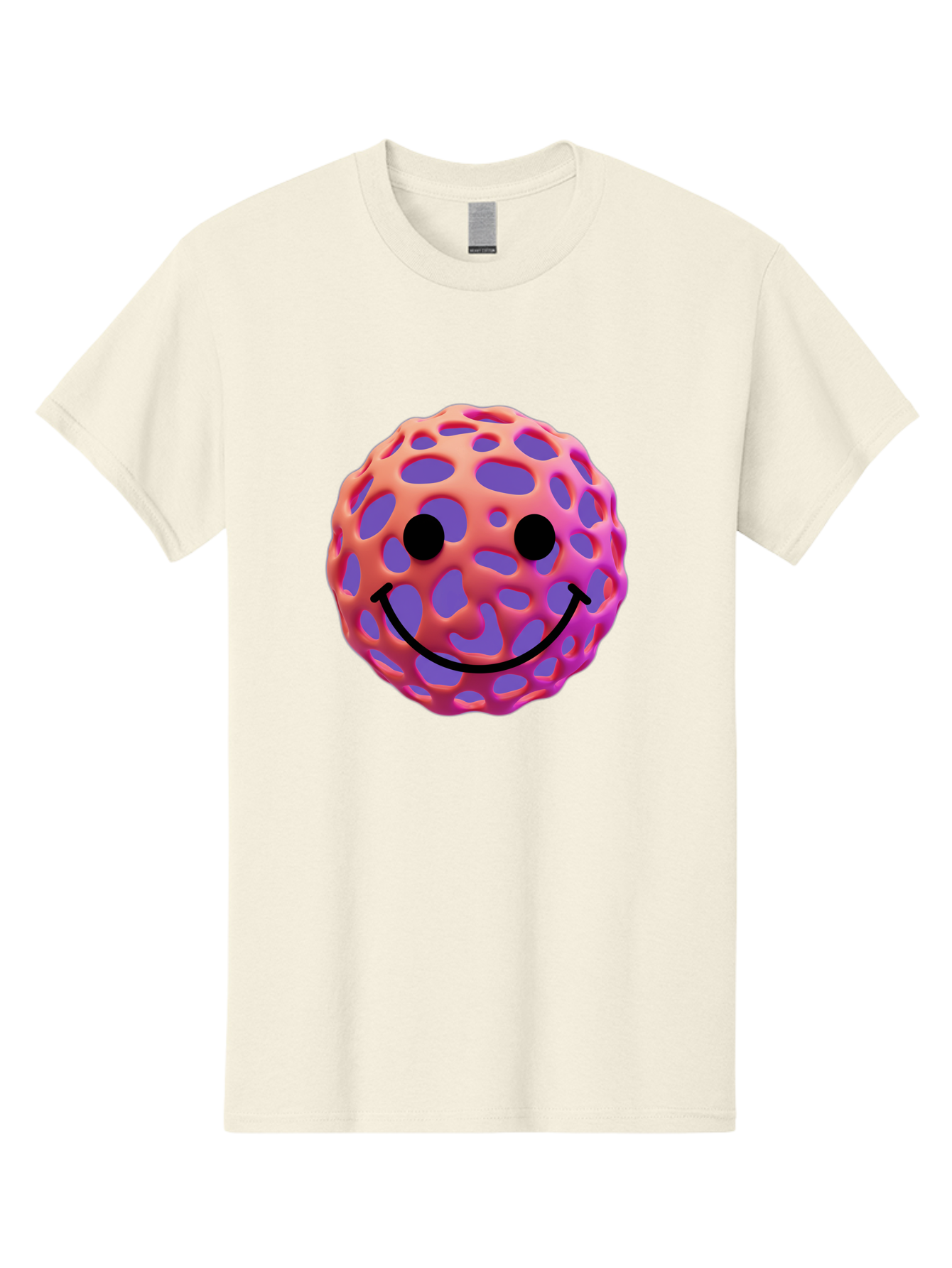 Smiley-Virus Men'S Graphic Tee, 100% Cotton, Comfortable Casual Summer Wear, Machine Washable, Smiley Face, Happy Emoji, Pink And Orange Gradient, Playful Design, 3D Illustration, Digital Art, Cute Character, Smiley Emoticon, Emoticon Bae761 9