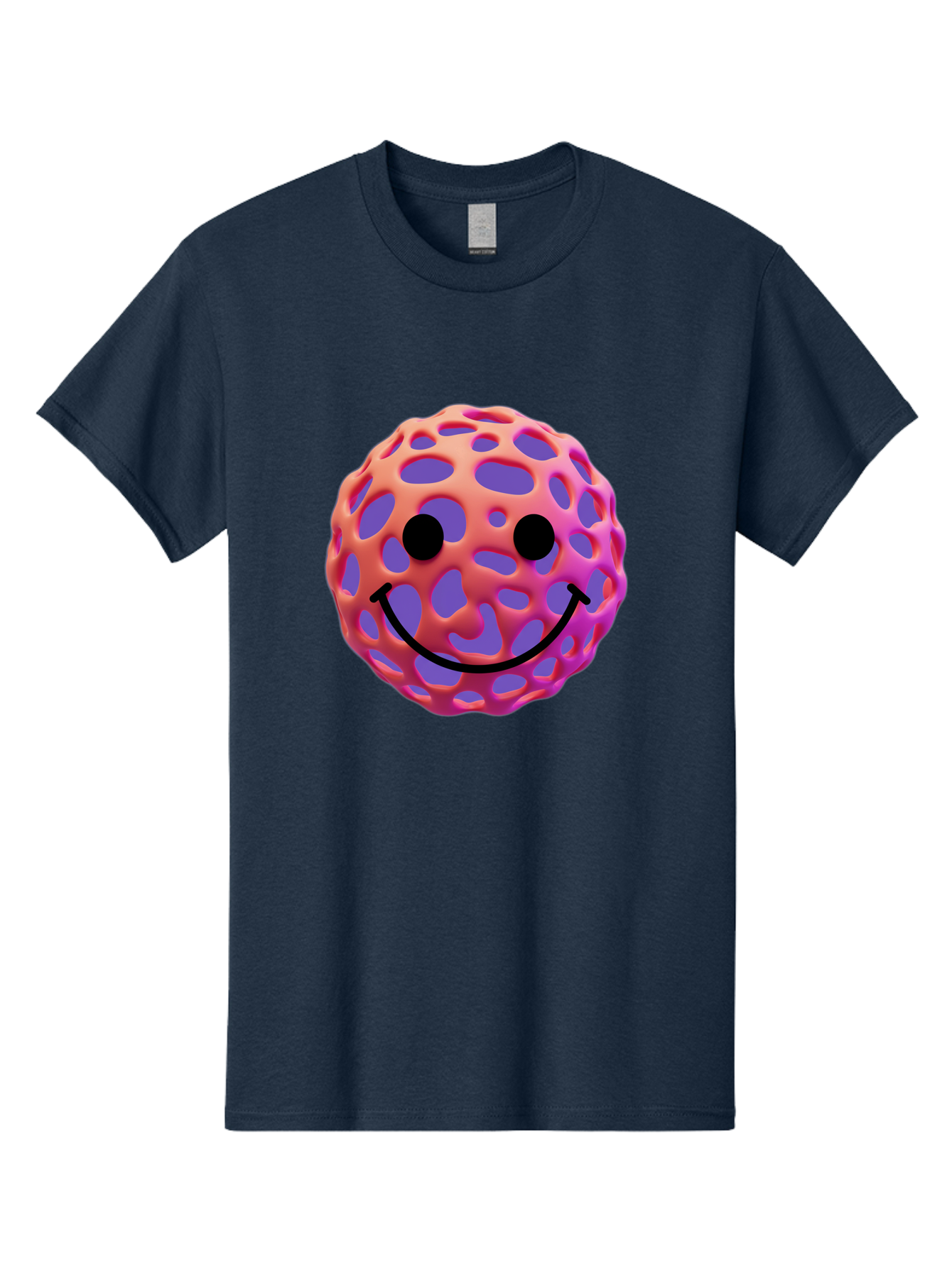 Smiley-Virus Men'S Graphic Tee, 100% Cotton, Comfortable Casual Summer Wear, Machine Washable, Smiley Face, Happy Emoji, Pink And Orange Gradient, Playful Design, 3D Illustration, Digital Art, Cute Character, Smiley Emoticon, Emoticon Bae761 4