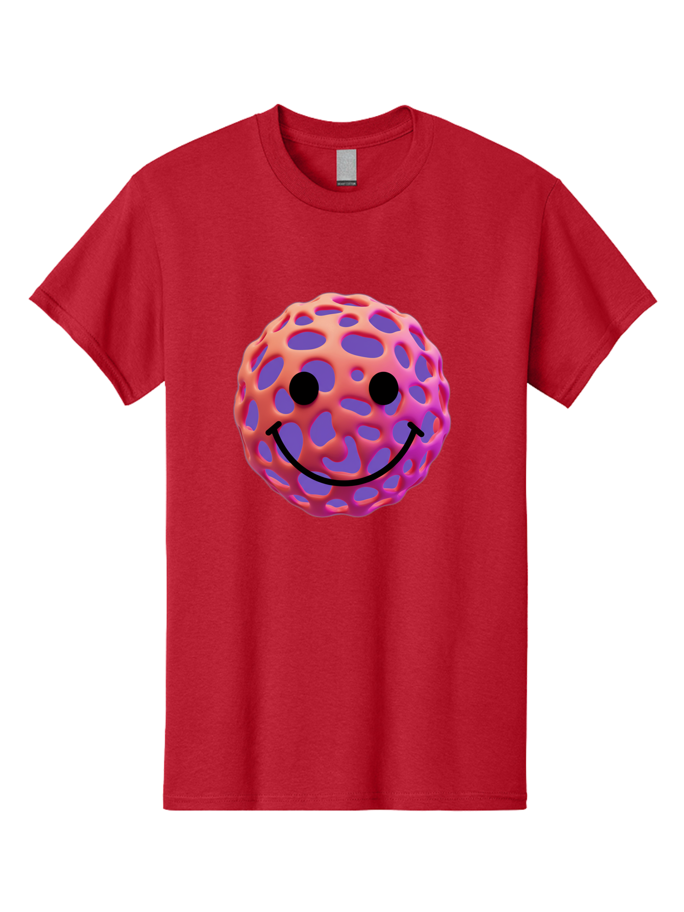 Smiley-Virus Men'S Graphic Tee, 100% Cotton, Comfortable Casual Summer Wear, Machine Washable, Smiley Face, Happy Emoji, Pink And Orange Gradient, Playful Design, 3D Illustration, Digital Art, Cute Character, Smiley Emoticon, Emoticon Bae761 10