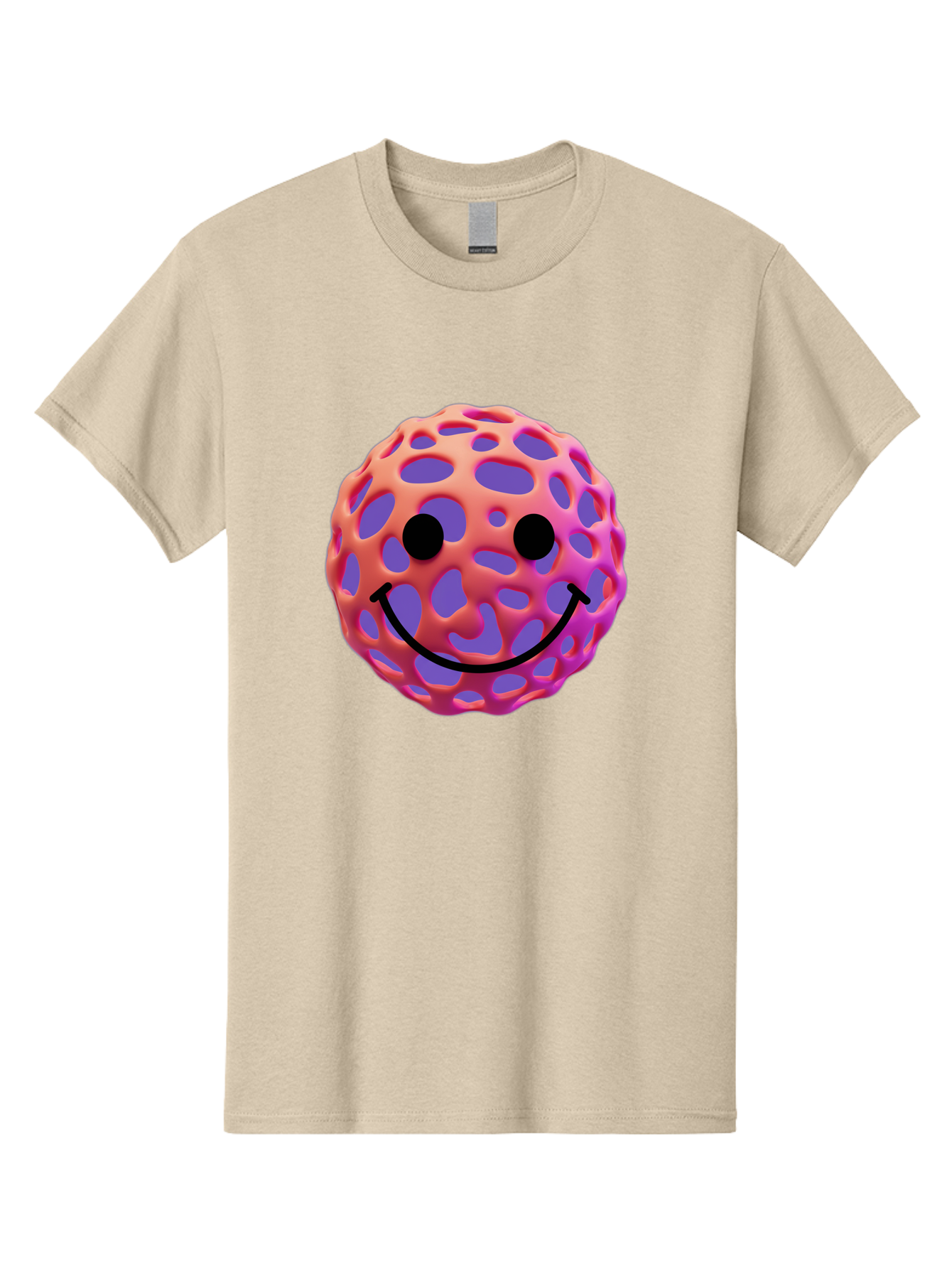 Smiley-Virus Men'S Graphic Tee, 100% Cotton, Comfortable Casual Summer Wear, Machine Washable, Smiley Face, Happy Emoji, Pink And Orange Gradient, Playful Design, 3D Illustration, Digital Art, Cute Character, Smiley Emoticon, Emoticon Bae761 15