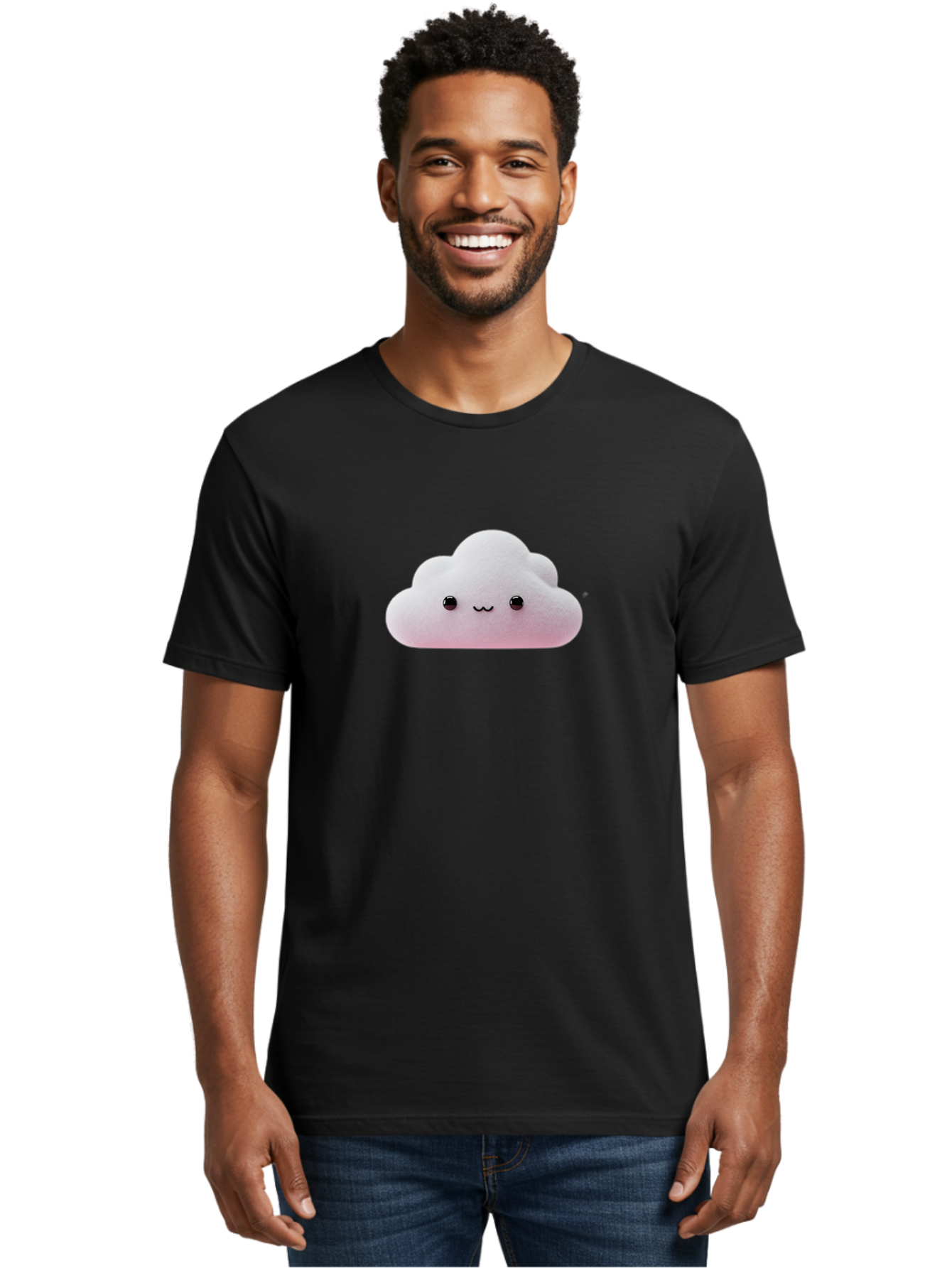 Smiling-Cloud-1 Men'S Graphic Tee, 100% Cotton, Comfortable Casual Summer Wear, Machine Washable, Kawaii Cloud, Cute Cartoon Character, Smiling Face, Fluffy Cloud, Pastel Colors, Adorable Design, Soft Graphics, Childrens Illustration, Bae762 20