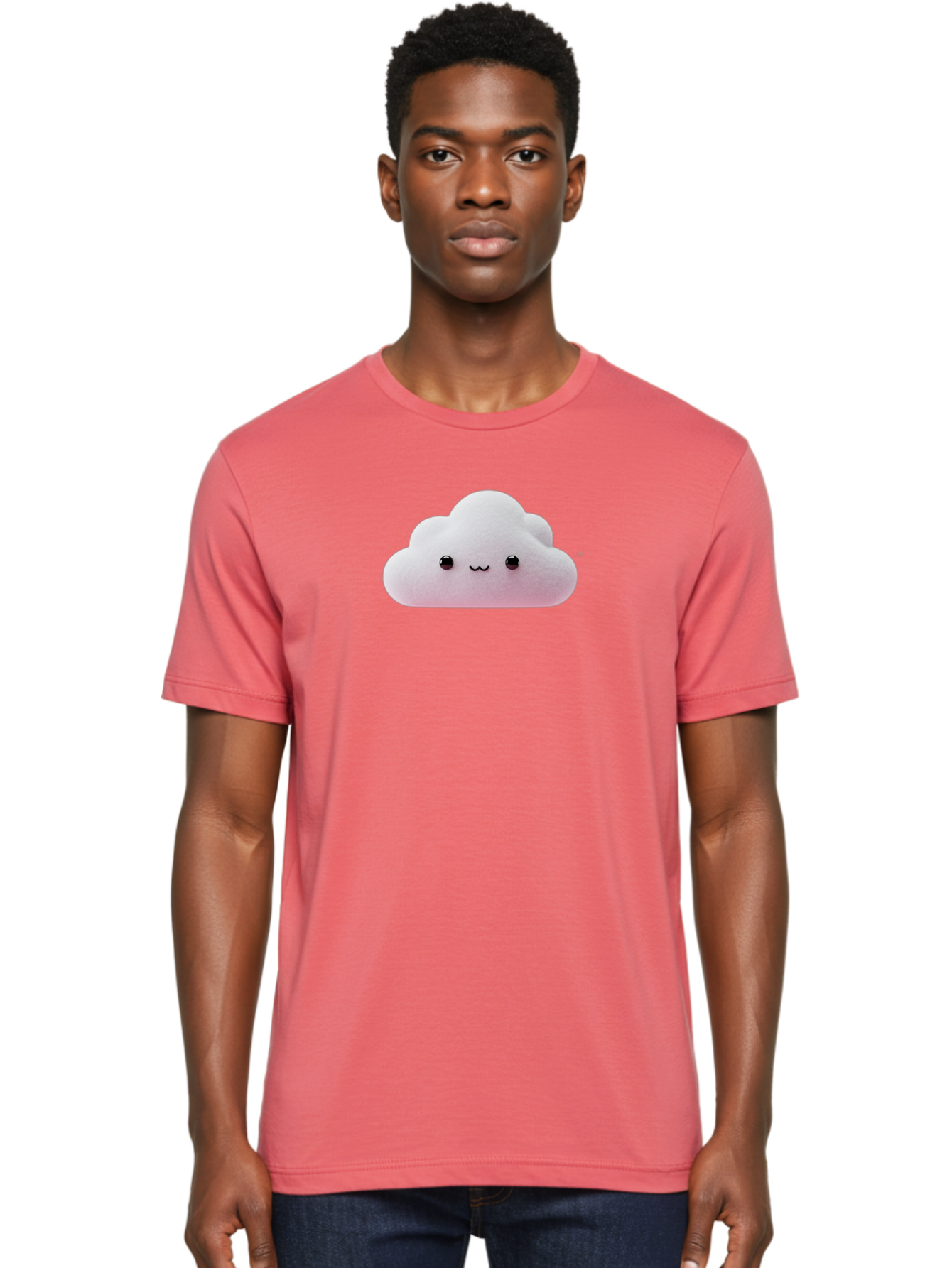 Smiling-Cloud-1 Men'S Graphic Tee, 100% Cotton, Comfortable Casual Summer Wear, Machine Washable, Kawaii Cloud, Cute Cartoon Character, Smiling Face, Fluffy Cloud, Pastel Colors, Adorable Design, Soft Graphics, Childrens Illustration, Bae762 19