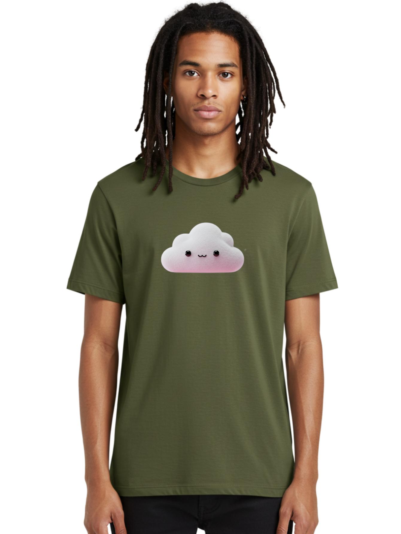 Smiling-Cloud-1 Men'S Graphic Tee, 100% Cotton, Comfortable Casual Summer Wear, Machine Washable, Kawaii Cloud, Cute Cartoon Character, Smiling Face, Fluffy Cloud, Pastel Colors, Adorable Design, Soft Graphics, Childrens Illustration, Bae762 25