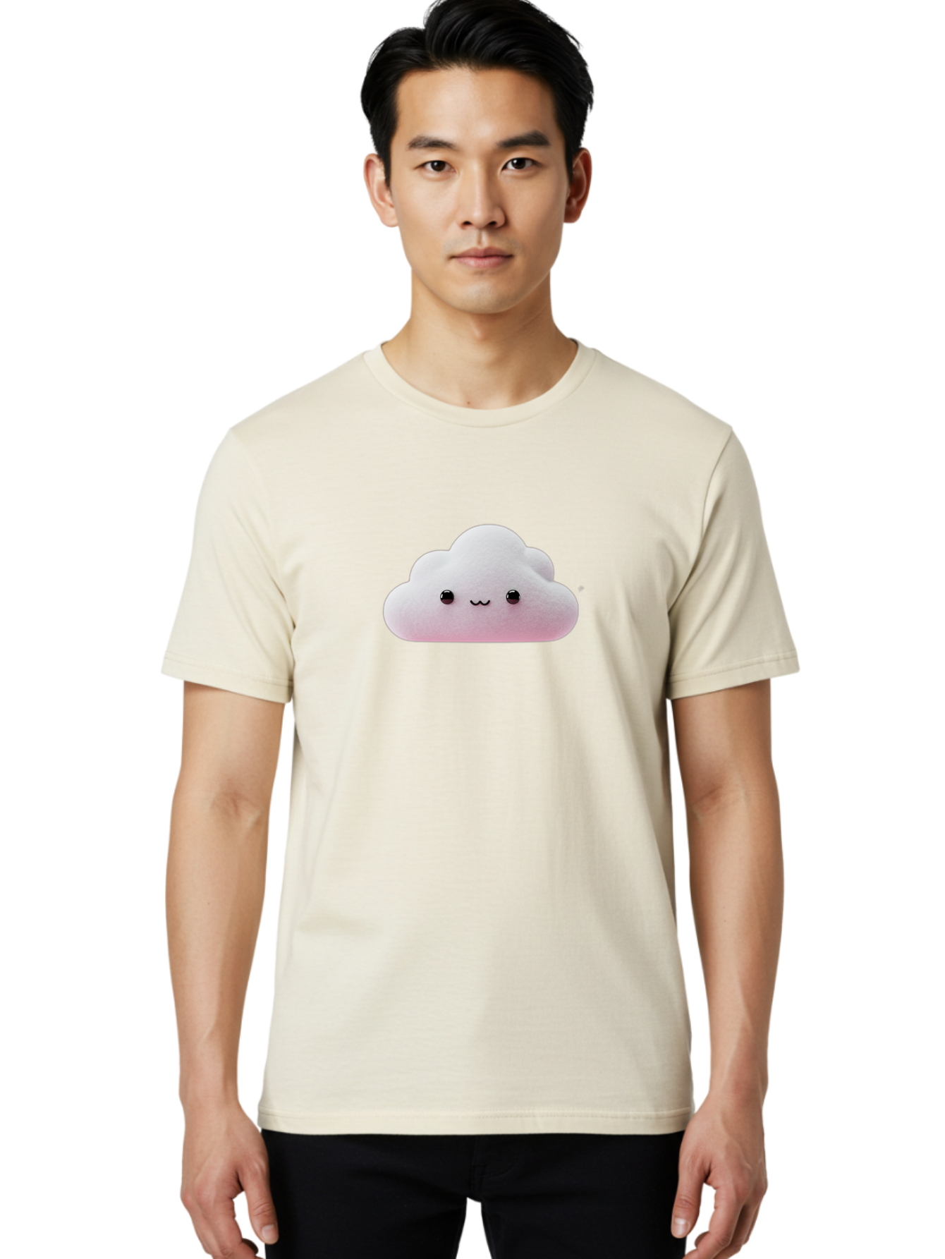 Smiling-Cloud-1 Men'S Graphic Tee, 100% Cotton, Comfortable Casual Summer Wear, Machine Washable, Kawaii Cloud, Cute Cartoon Character, Smiling Face, Fluffy Cloud, Pastel Colors, Adorable Design, Soft Graphics, Childrens Illustration, Bae762 18