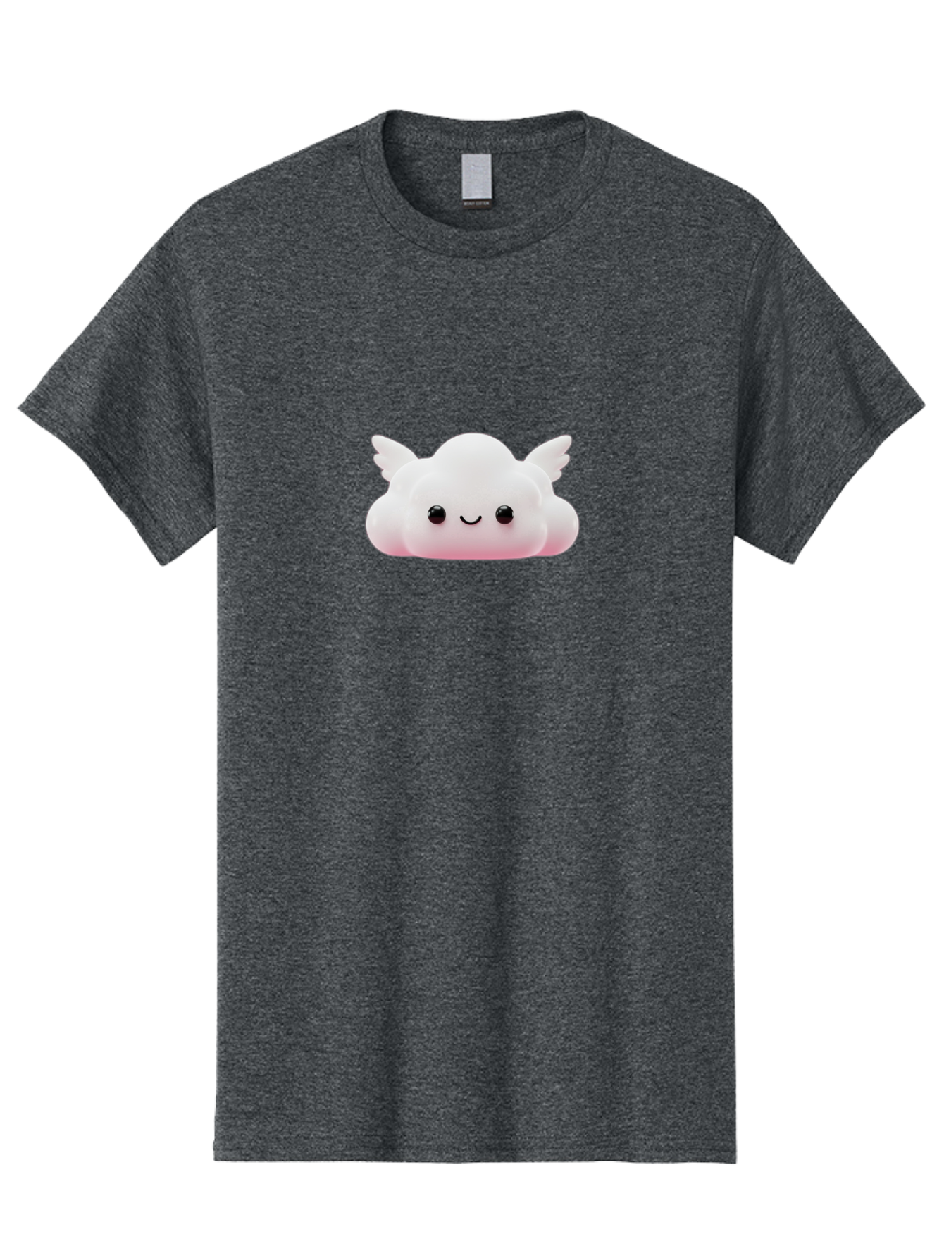 Smiling-Cloud Men'S Graphic Tee, 100% Cotton, Comfortable Casual Summer Wear, Machine Washable, Cartoon Cloud, Cute Character, Smiling Face, Winged Creature, Fluffy Texture, Soft Pink Hue, Adorable Design, Digital Illustration, Kawaii Art Bae765 8