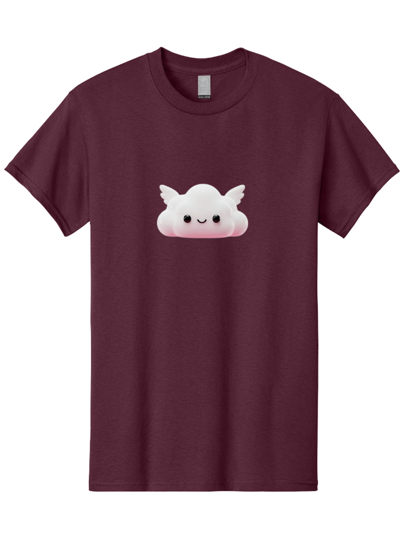 Smiling-Cloud Men'S Graphic Tee, 100% Cotton, Comfortable Casual Summer Wear, Machine Washable, Cartoon Cloud, Cute Character, Smiling Face, Winged Creature, Fluffy Texture, Soft Pink Hue, Adorable Design, Digital Illustration, Kawaii Art Bae765 9