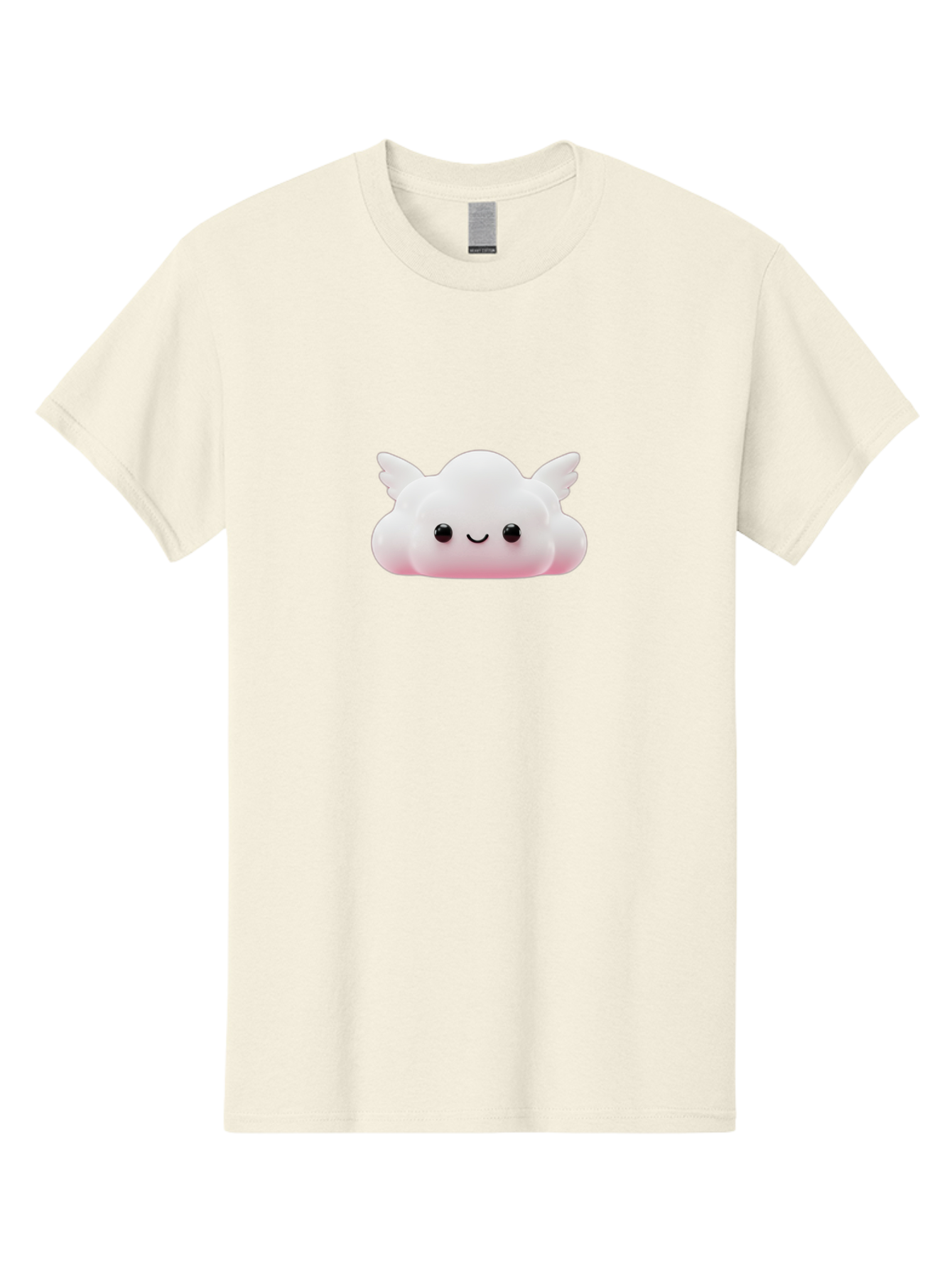 Smiling-Cloud Men'S Graphic Tee, 100% Cotton, Comfortable Casual Summer Wear, Machine Washable, Cartoon Cloud, Cute Character, Smiling Face, Winged Creature, Fluffy Texture, Soft Pink Hue, Adorable Design, Digital Illustration, Kawaii Art Bae765 11