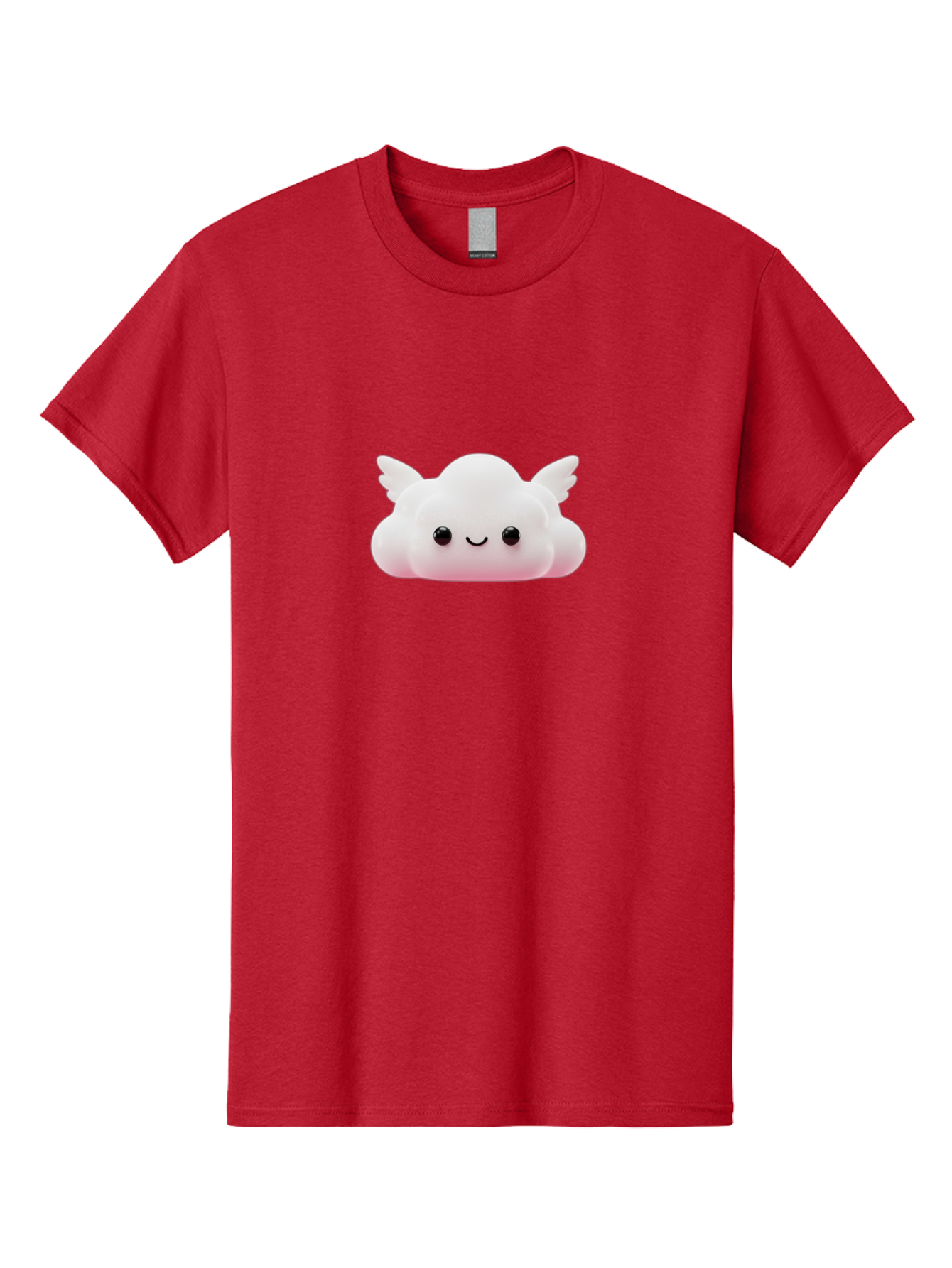 Smiling-Cloud Men'S Graphic Tee, 100% Cotton, Comfortable Casual Summer Wear, Machine Washable, Cartoon Cloud, Cute Character, Smiling Face, Winged Creature, Fluffy Texture, Soft Pink Hue, Adorable Design, Digital Illustration, Kawaii Art Bae765 13