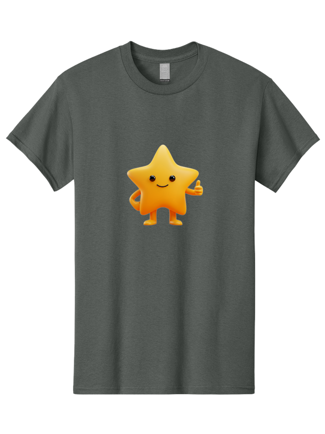 Smiling-Star-1 Men'S Graphic Tee, 100% Cotton, Comfortable Casual Summer Wear, Machine Washable, Cartoon Star, Yellow Star, Smiling Face, Thumbs Up, Happy Character, Friendly Star, Cute Design, 3D Illustration, Positive Vibe, Good Vibes Only Bae767 11