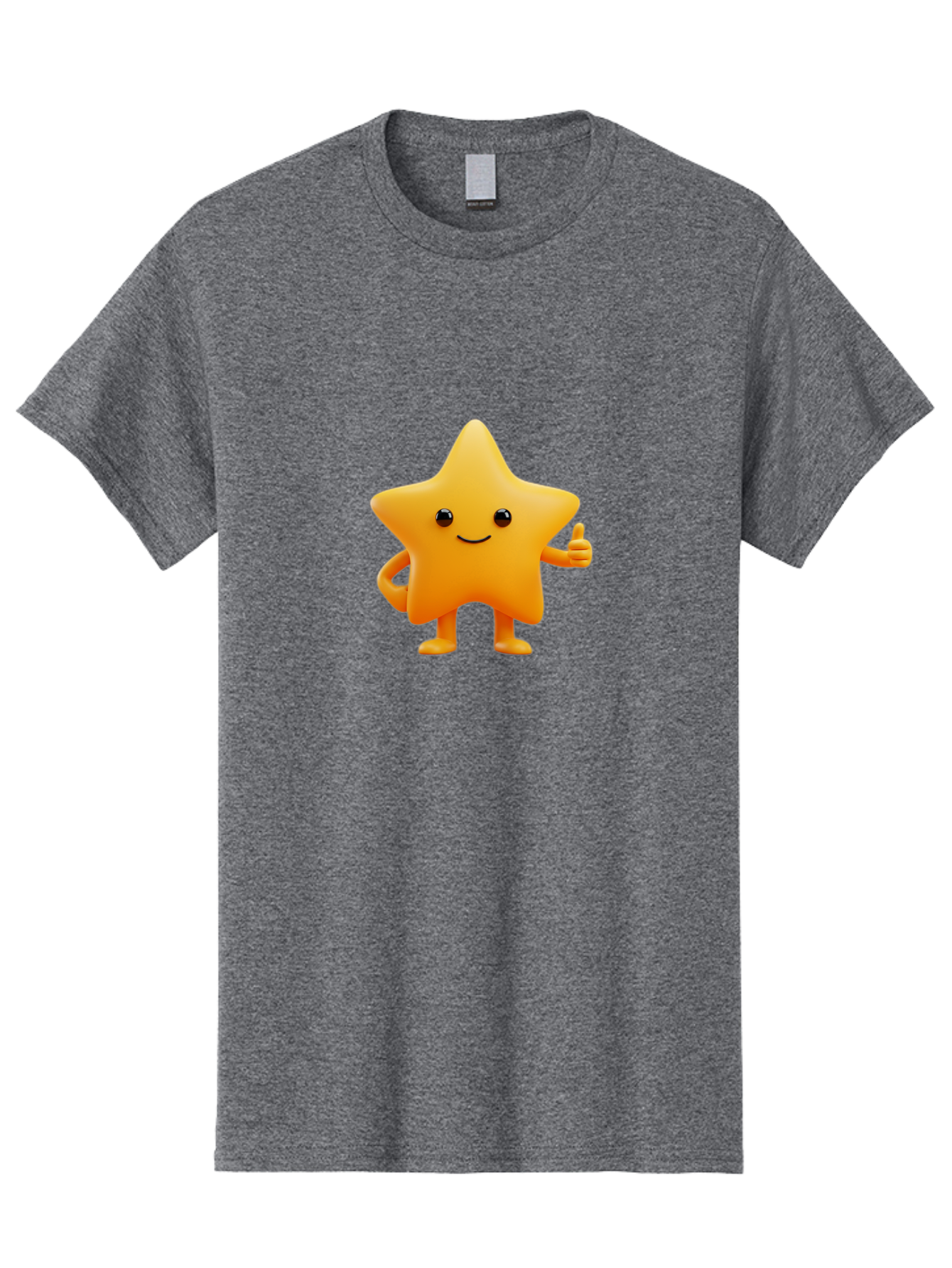 Smiling-Star-1 Men'S Graphic Tee, 100% Cotton, Comfortable Casual Summer Wear, Machine Washable, Cartoon Star, Yellow Star, Smiling Face, Thumbs Up, Happy Character, Friendly Star, Cute Design, 3D Illustration, Positive Vibe, Good Vibes Only Bae767 6