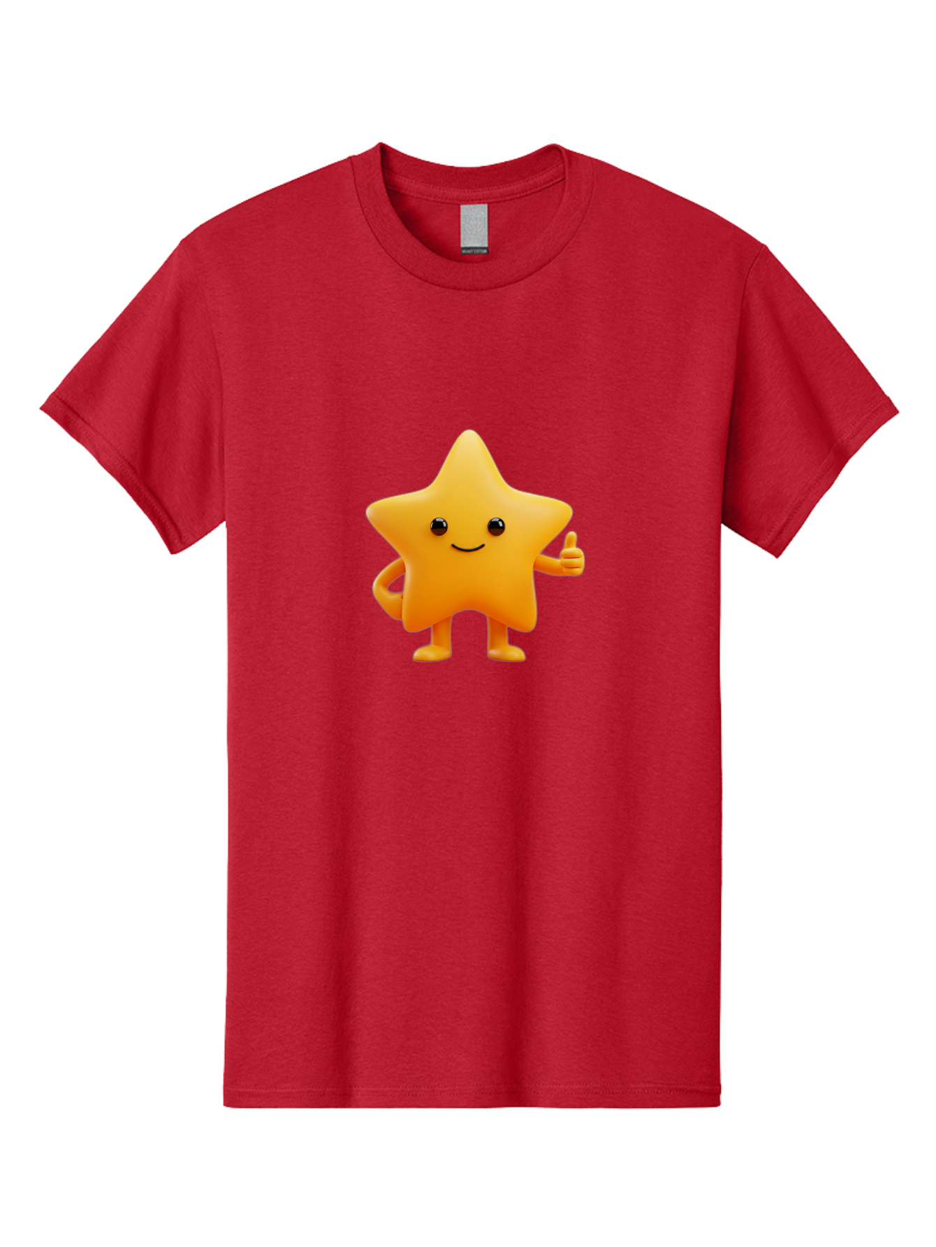 Smiling-Star-1 Men'S Graphic Tee, 100% Cotton, Comfortable Casual Summer Wear, Machine Washable, Cartoon Star, Yellow Star, Smiling Face, Thumbs Up, Happy Character, Friendly Star, Cute Design, 3D Illustration, Positive Vibe, Good Vibes Only Bae767 3