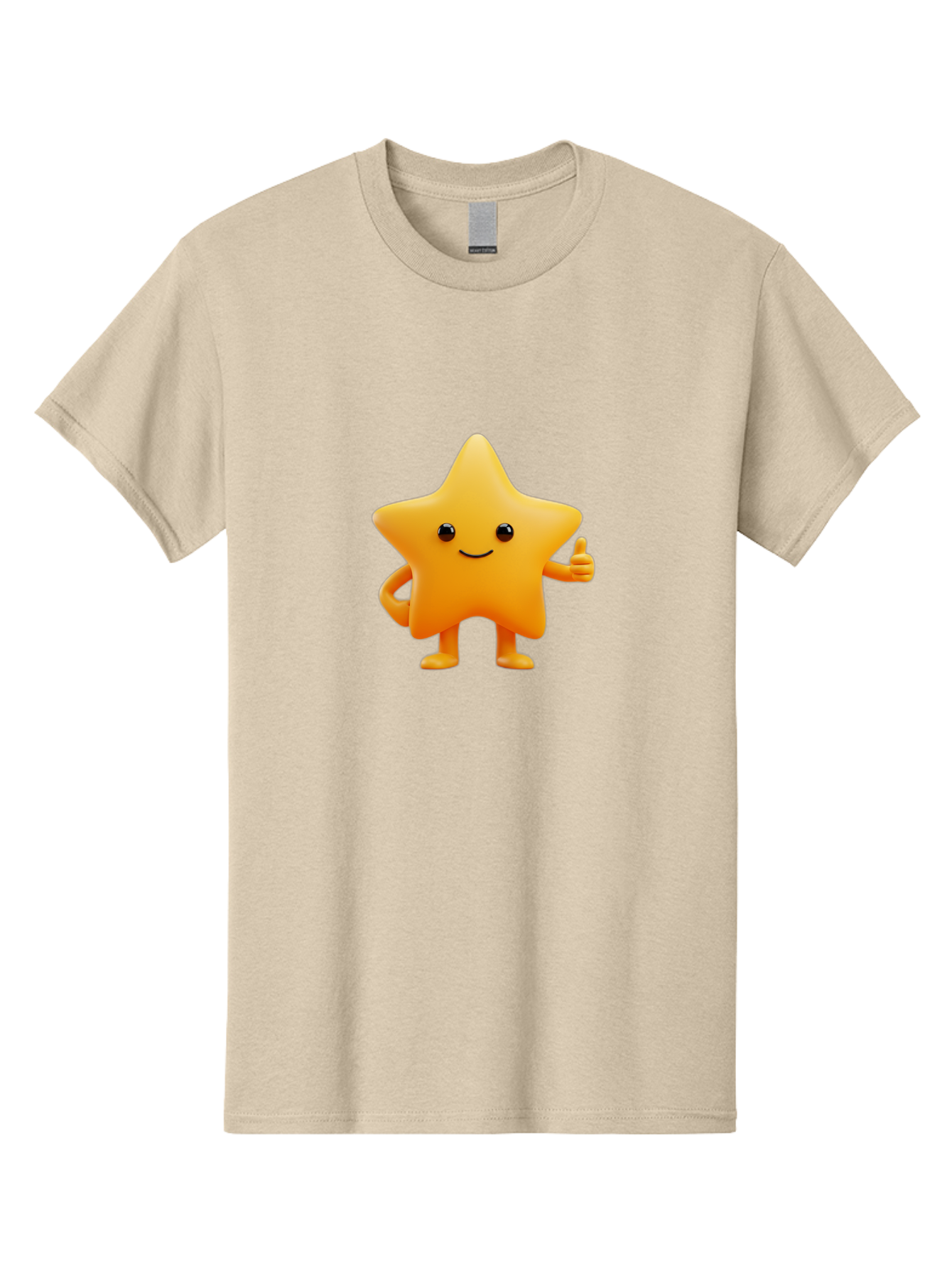 Smiling-Star-1 Men'S Graphic Tee, 100% Cotton, Comfortable Casual Summer Wear, Machine Washable, Cartoon Star, Yellow Star, Smiling Face, Thumbs Up, Happy Character, Friendly Star, Cute Design, 3D Illustration, Positive Vibe, Good Vibes Only Bae767 5