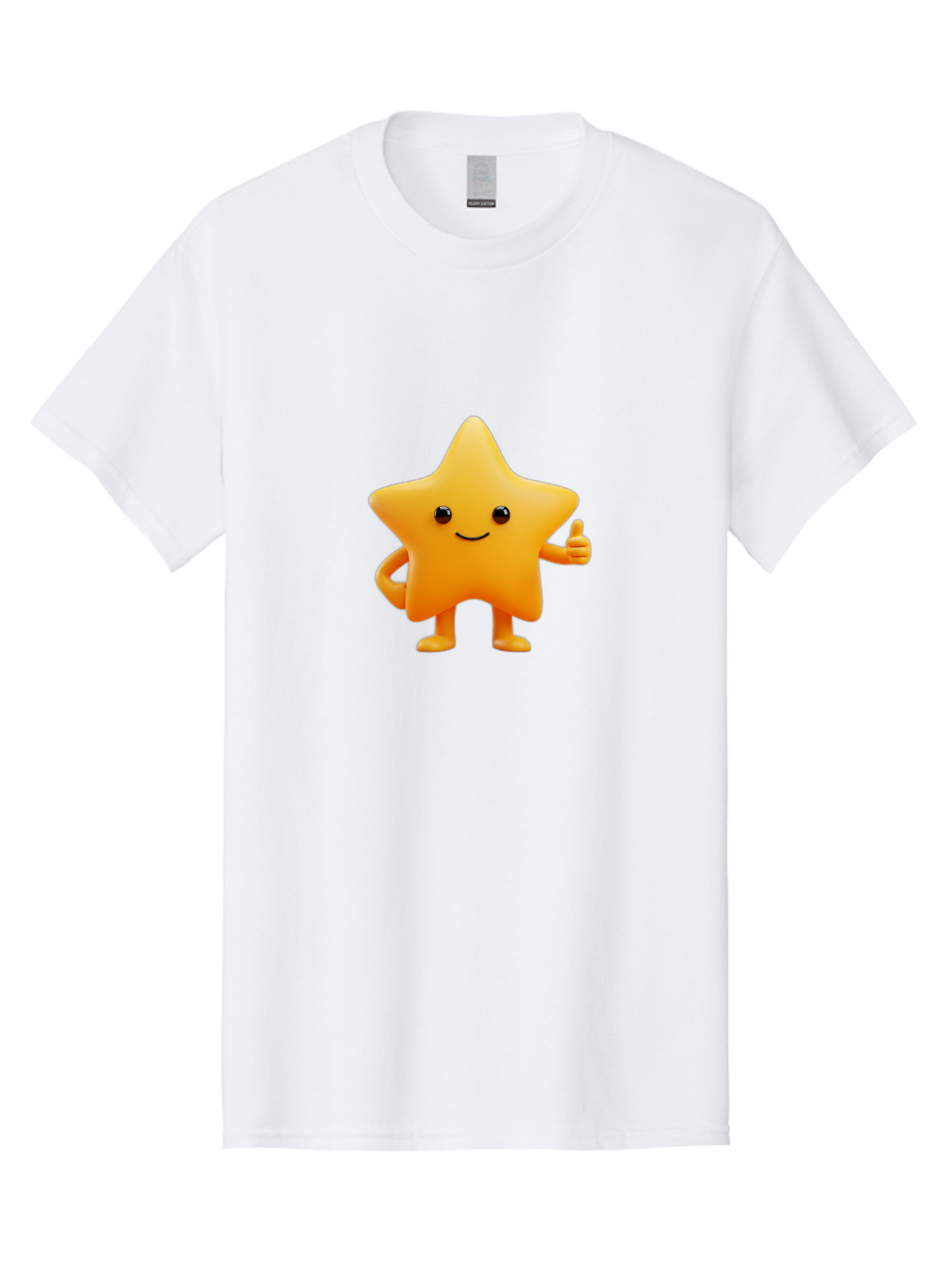Smiling-Star-1 Men'S Graphic Tee, 100% Cotton, Comfortable Casual Summer Wear, Machine Washable, Cartoon Star, Yellow Star, Smiling Face, Thumbs Up, Happy Character, Friendly Star, Cute Design, 3D Illustration, Positive Vibe, Good Vibes Only Bae767 7