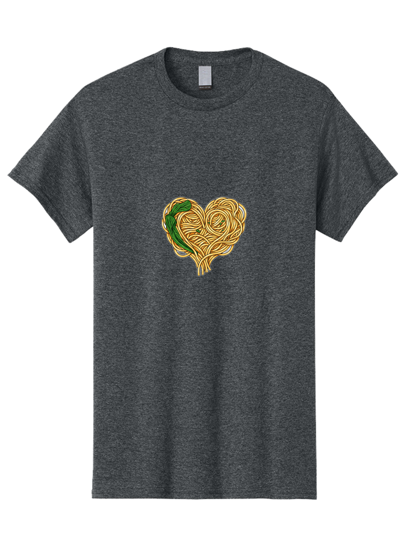 Spaghetti-Heart Men'S Graphic Tee, 100% Cotton, Comfortable Casual Summer Wear, Machine Washable, Spaghetti In Heart Shape, Tangled Noodles, Basil Leaves, Italian Cuisine, Pasta Art, Food Illustration, Culinary Design, Love Theme Bae774 8