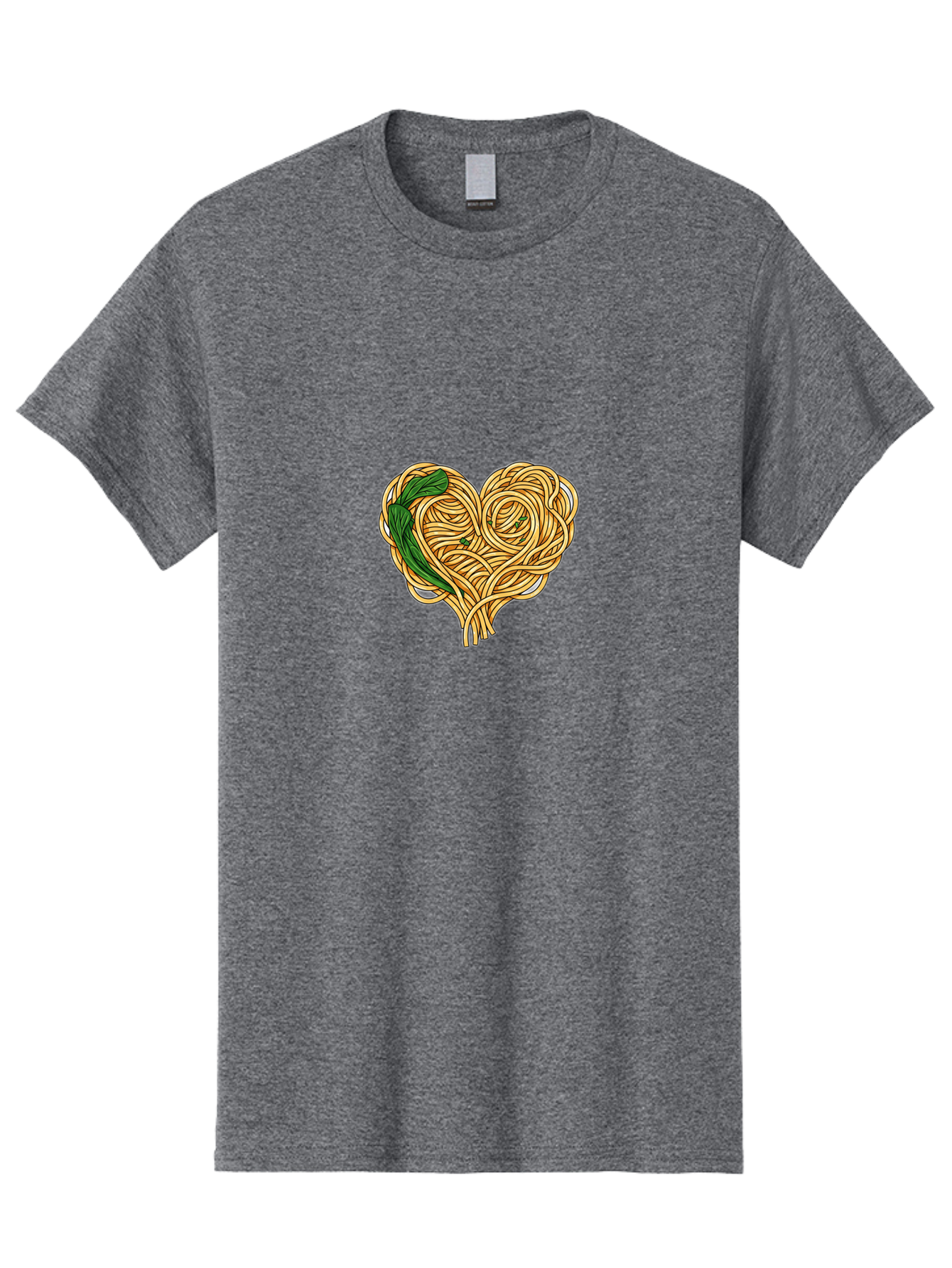 Spaghetti-Heart Men'S Graphic Tee, 100% Cotton, Comfortable Casual Summer Wear, Machine Washable, Spaghetti In Heart Shape, Tangled Noodles, Basil Leaves, Italian Cuisine, Pasta Art, Food Illustration, Culinary Design, Love Theme Bae774 7