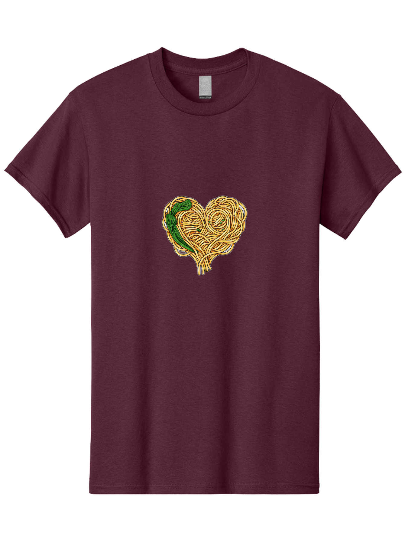 Spaghetti-Heart Men'S Graphic Tee, 100% Cotton, Comfortable Casual Summer Wear, Machine Washable, Spaghetti In Heart Shape, Tangled Noodles, Basil Leaves, Italian Cuisine, Pasta Art, Food Illustration, Culinary Design, Love Theme Bae774 11