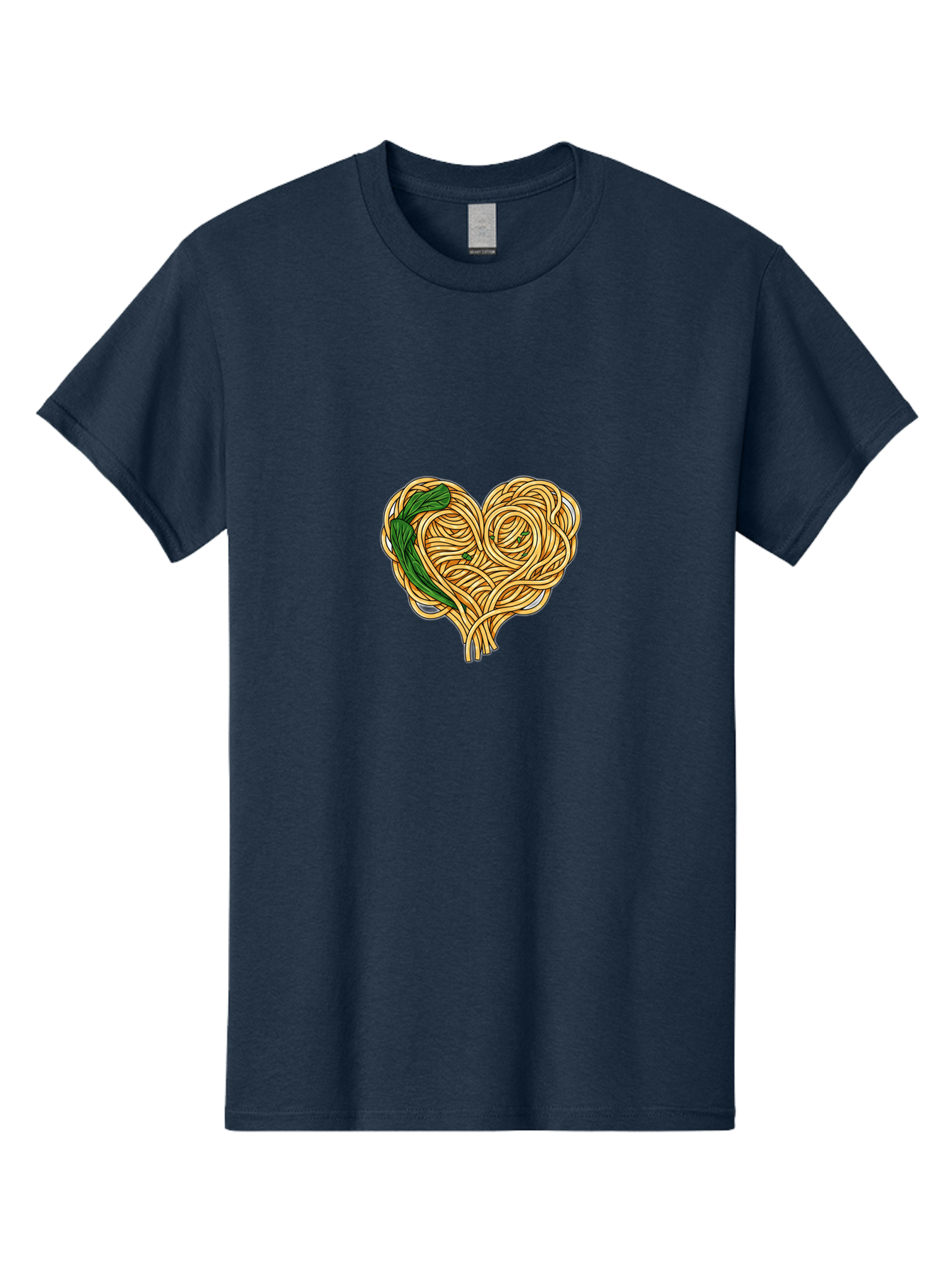 Spaghetti-Heart Men'S Graphic Tee, 100% Cotton, Comfortable Casual Summer Wear, Machine Washable, Spaghetti In Heart Shape, Tangled Noodles, Basil Leaves, Italian Cuisine, Pasta Art, Food Illustration, Culinary Design, Love Theme Bae774 5