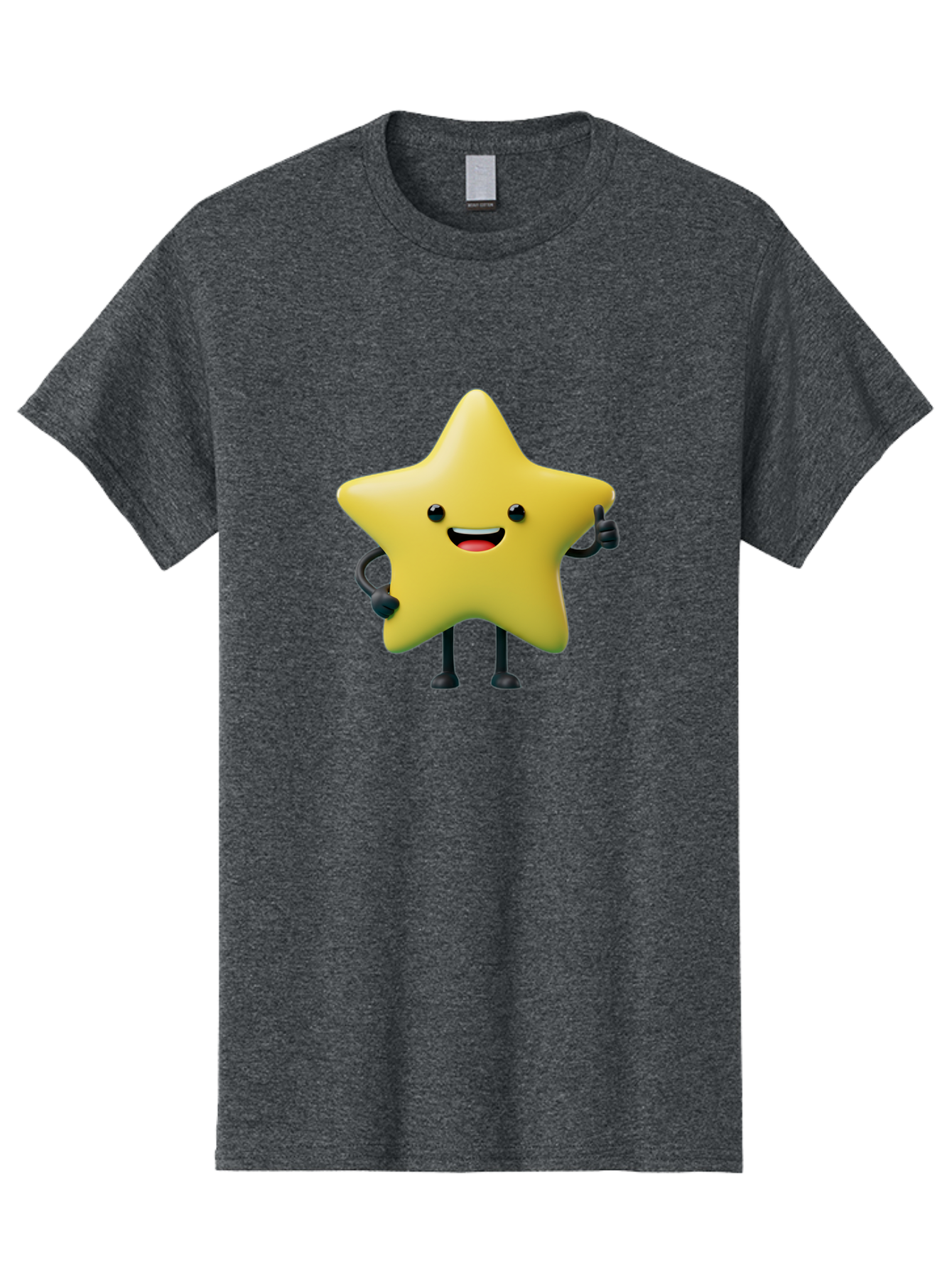 Star-Character-1 Men'S Graphic Tee, 100% Cotton, Comfortable Casual Summer Wear, Machine Washable, Smiling Star Character, Cartoon Star, 3D Illustration, Happy Face, Cute Character Design, Yellow Star, Star With Arms And Legs, Funny Graphics, Bae777 7