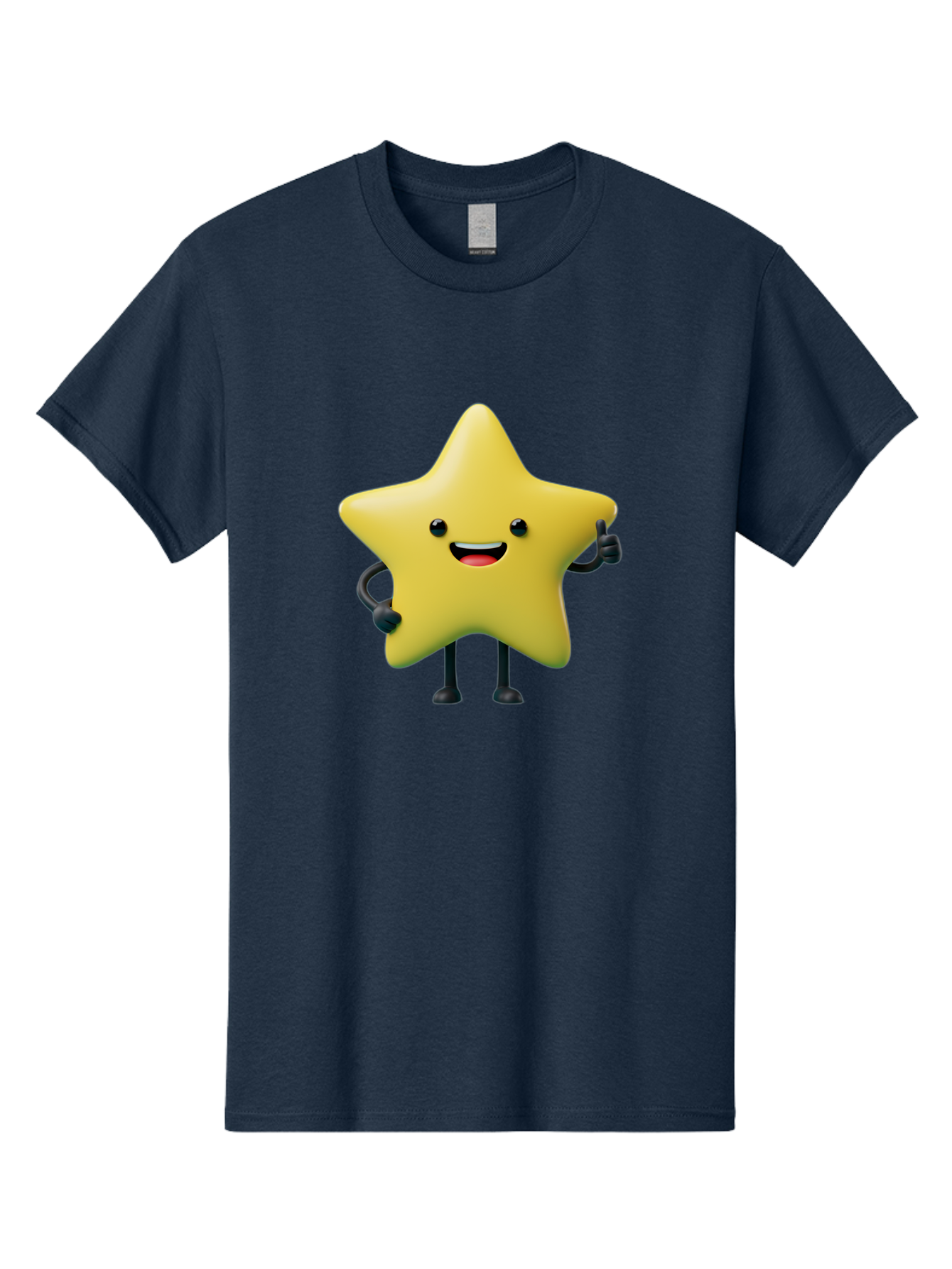 Star-Character-1 Men'S Graphic Tee, 100% Cotton, Comfortable Casual Summer Wear, Machine Washable, Smiling Star Character, Cartoon Star, 3D Illustration, Happy Face, Cute Character Design, Yellow Star, Star With Arms And Legs, Funny Graphics, Bae777 14