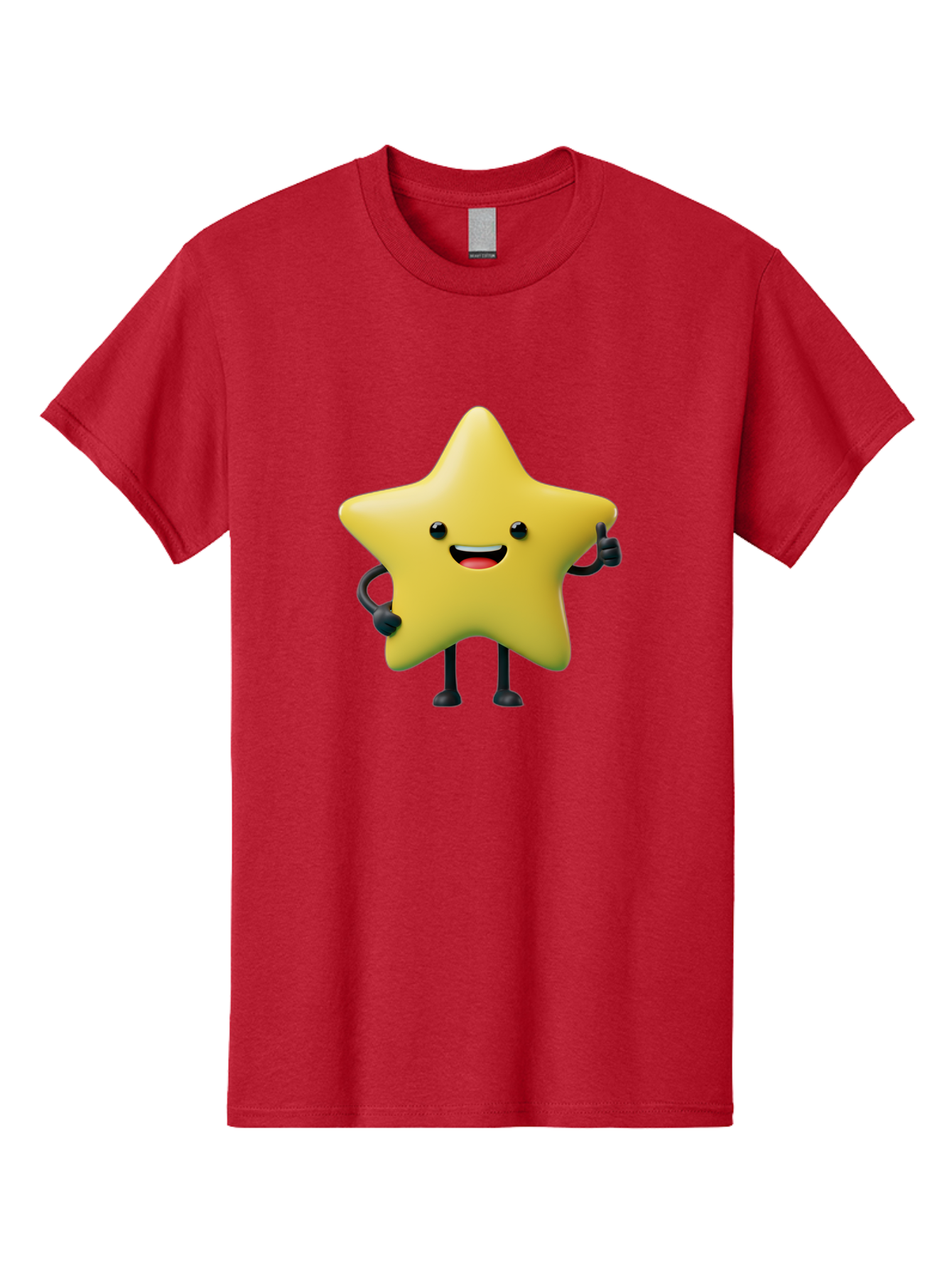 Star-Character-1 Men'S Graphic Tee, 100% Cotton, Comfortable Casual Summer Wear, Machine Washable, Smiling Star Character, Cartoon Star, 3D Illustration, Happy Face, Cute Character Design, Yellow Star, Star With Arms And Legs, Funny Graphics, Bae777 15