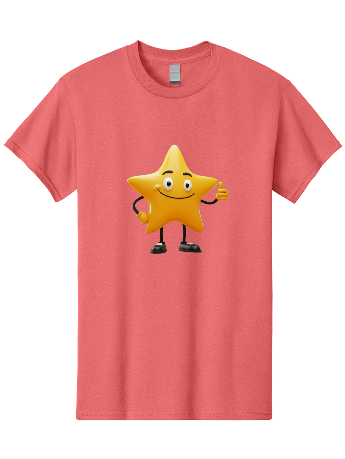 Star-Character-4 Men'S Graphic Tee, 100% Cotton, Comfortable Casual Summer Wear, Machine Washable, Smiling Star Character, Thumbs Up Gesture, Cartoon Style, Yellow Star, Funny Face, Animated Illustration, Friendly Demeanor, Positive Vibes, Bae780 14