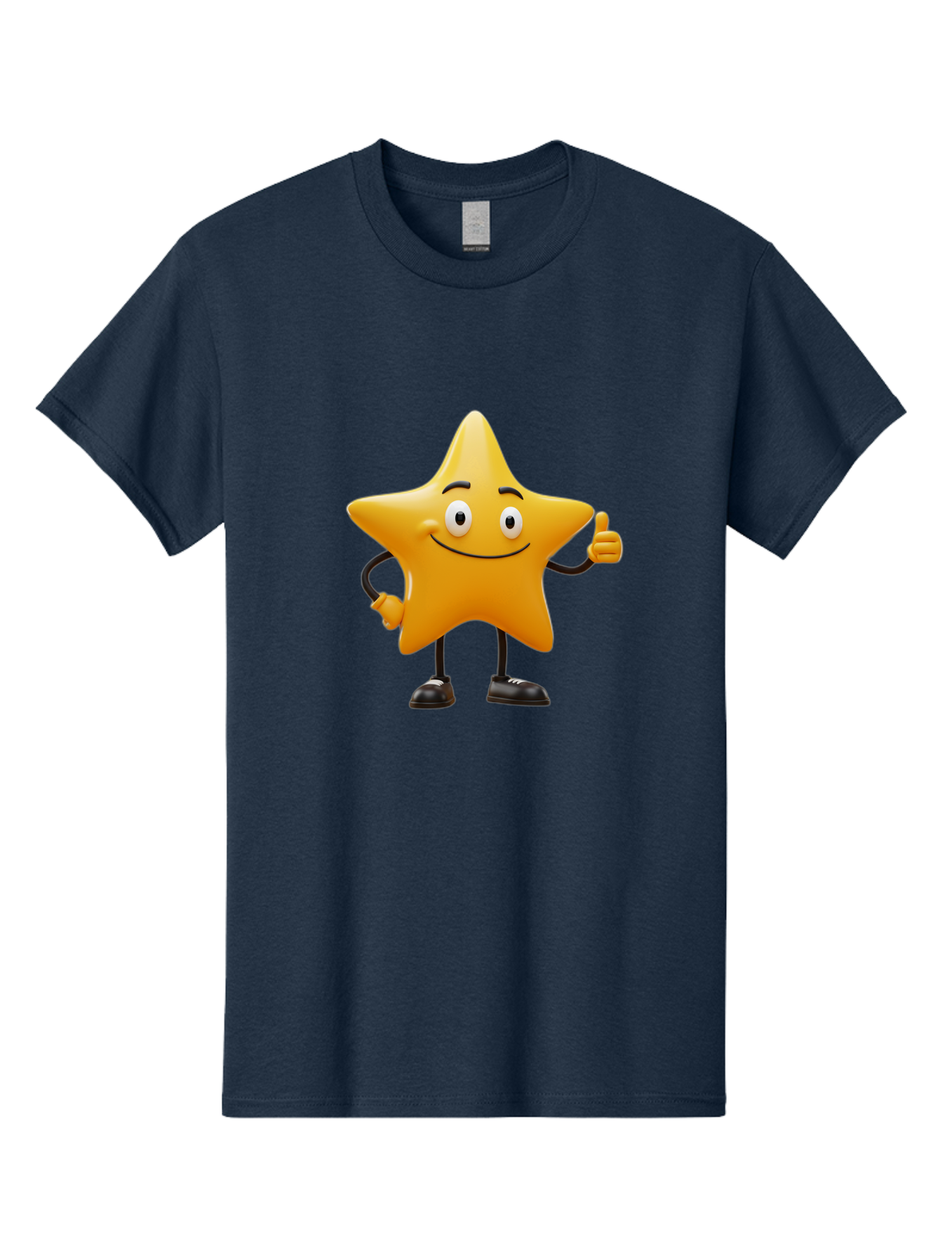 Star-Character-4 Men'S Graphic Tee, 100% Cotton, Comfortable Casual Summer Wear, Machine Washable, Smiling Star Character, Thumbs Up Gesture, Cartoon Style, Yellow Star, Funny Face, Animated Illustration, Friendly Demeanor, Positive Vibes, Bae780 11