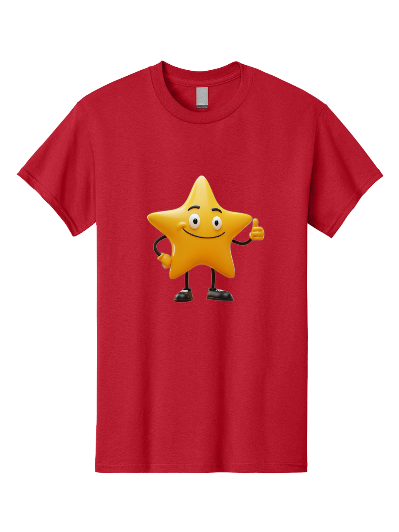 Star-Character-4 Men'S Graphic Tee, 100% Cotton, Comfortable Casual Summer Wear, Machine Washable, Smiling Star Character, Thumbs Up Gesture, Cartoon Style, Yellow Star, Funny Face, Animated Illustration, Friendly Demeanor, Positive Vibes, Bae780 10