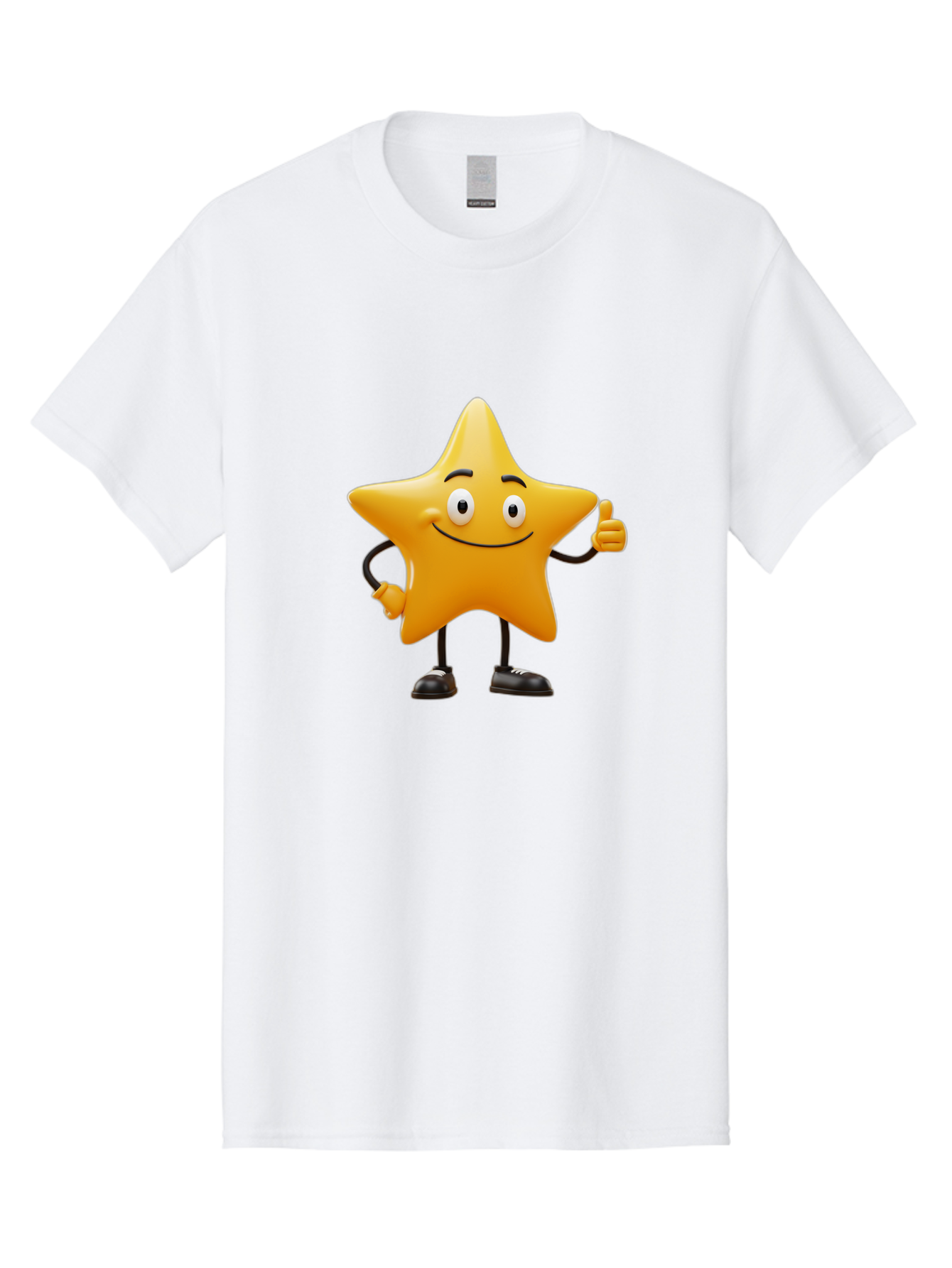 Star-Character-4 Men'S Graphic Tee, 100% Cotton, Comfortable Casual Summer Wear, Machine Washable, Smiling Star Character, Thumbs Up Gesture, Cartoon Style, Yellow Star, Funny Face, Animated Illustration, Friendly Demeanor, Positive Vibes, Bae780 8