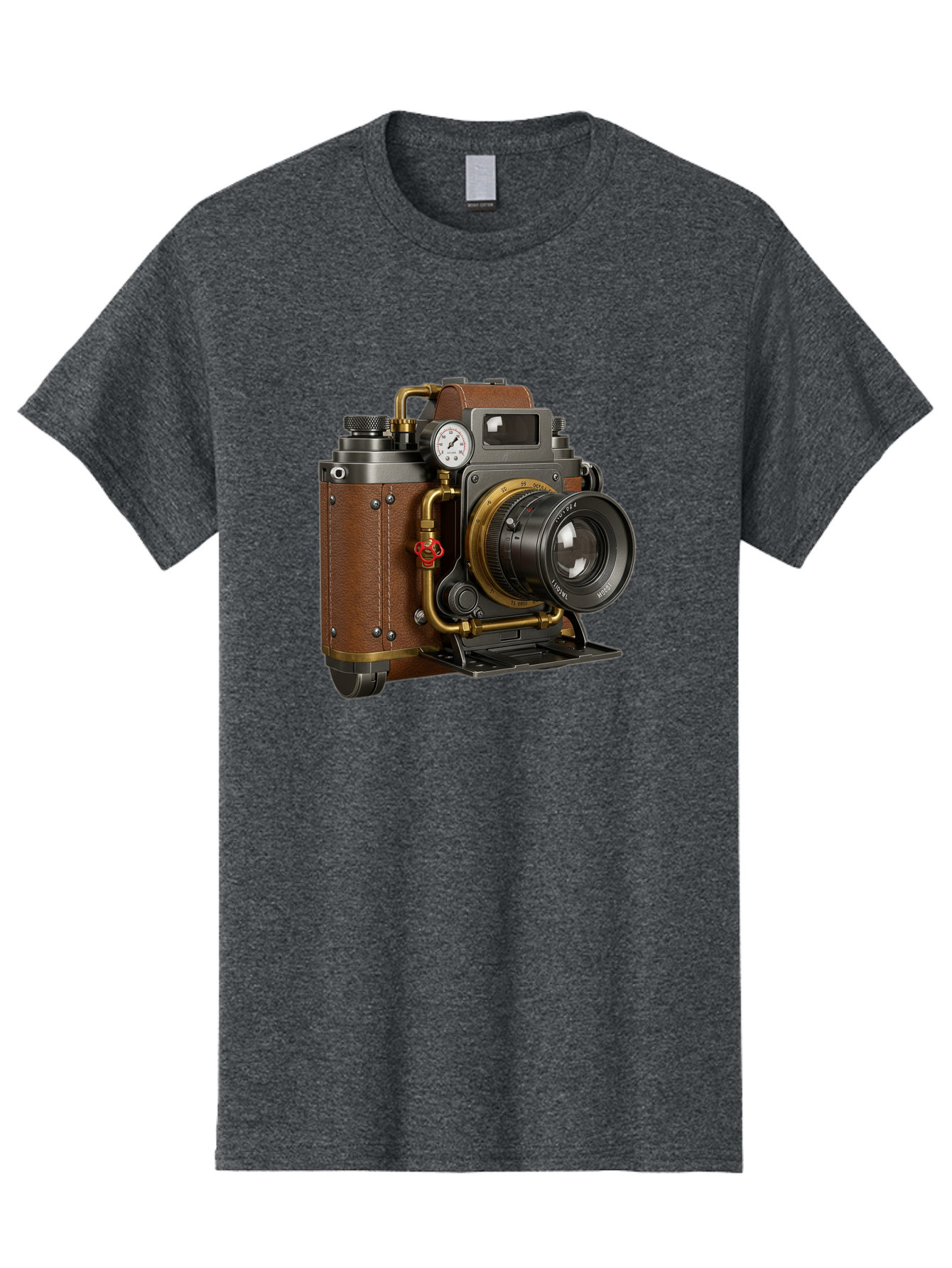 Steampunk-Camera Men'S Graphic Tee, 100% Cotton, Comfortable Casual Summer Wear, Machine Washable, Vintage Camera, Steampunk Design, Antique Photography, Retro Technology, Industrial Elements, Leather Wrapping, Brass Accents, Creative Art, Bae787 4