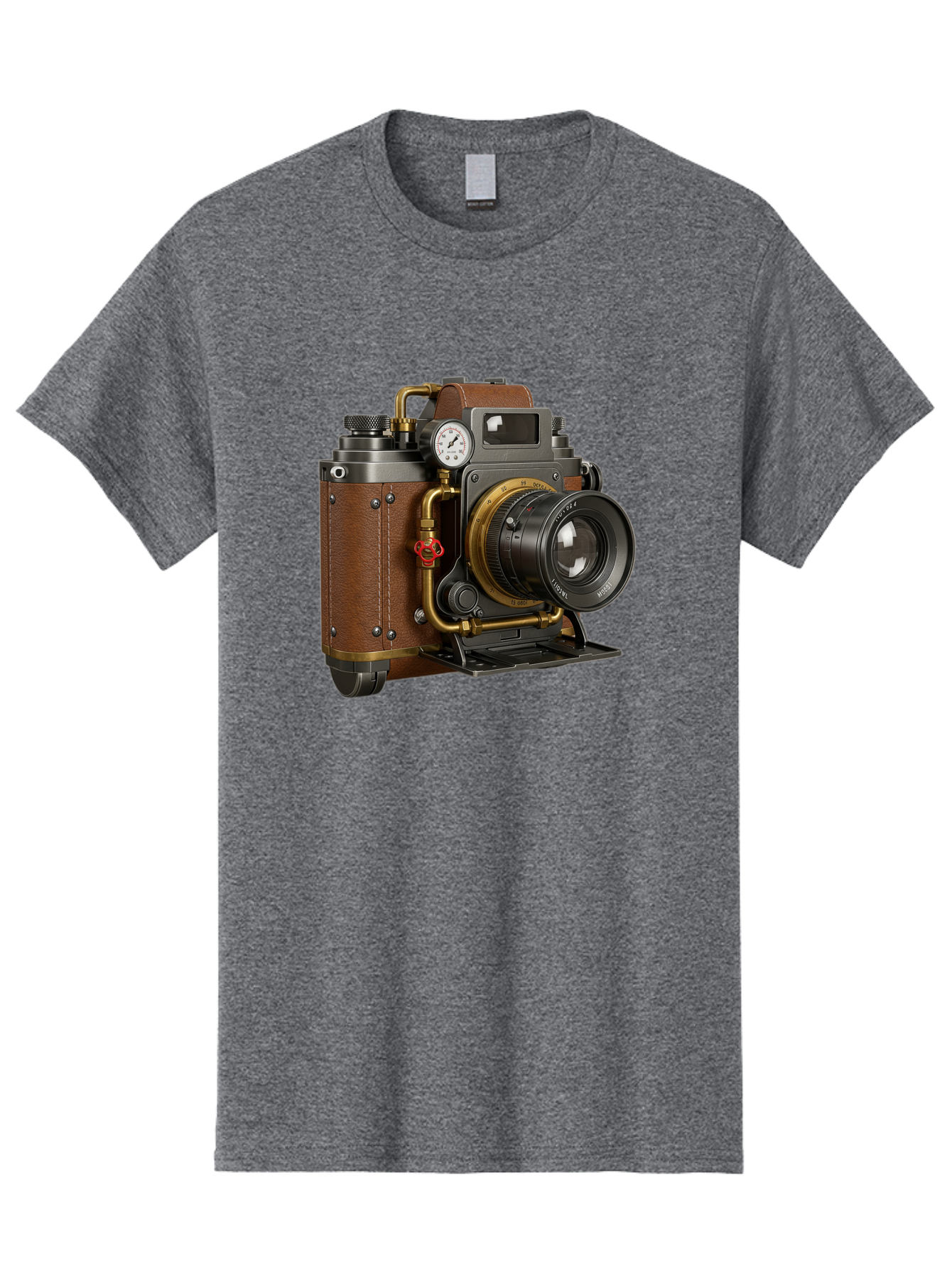 Steampunk-Camera Men'S Graphic Tee, 100% Cotton, Comfortable Casual Summer Wear, Machine Washable, Vintage Camera, Steampunk Design, Antique Photography, Retro Technology, Industrial Elements, Leather Wrapping, Brass Accents, Creative Art, Bae787 8