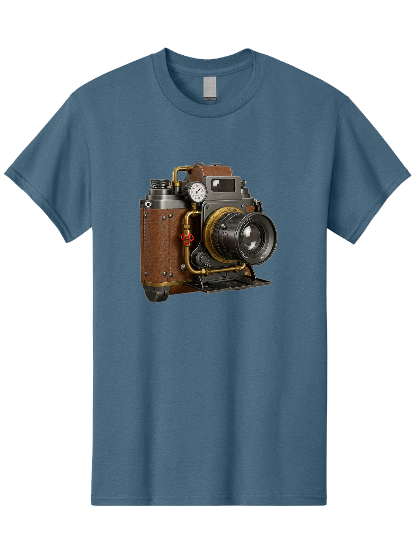 Steampunk-Camera Men'S Graphic Tee, 100% Cotton, Comfortable Casual Summer Wear, Machine Washable, Vintage Camera, Steampunk Design, Antique Photography, Retro Technology, Industrial Elements, Leather Wrapping, Brass Accents, Creative Art, Bae787 11