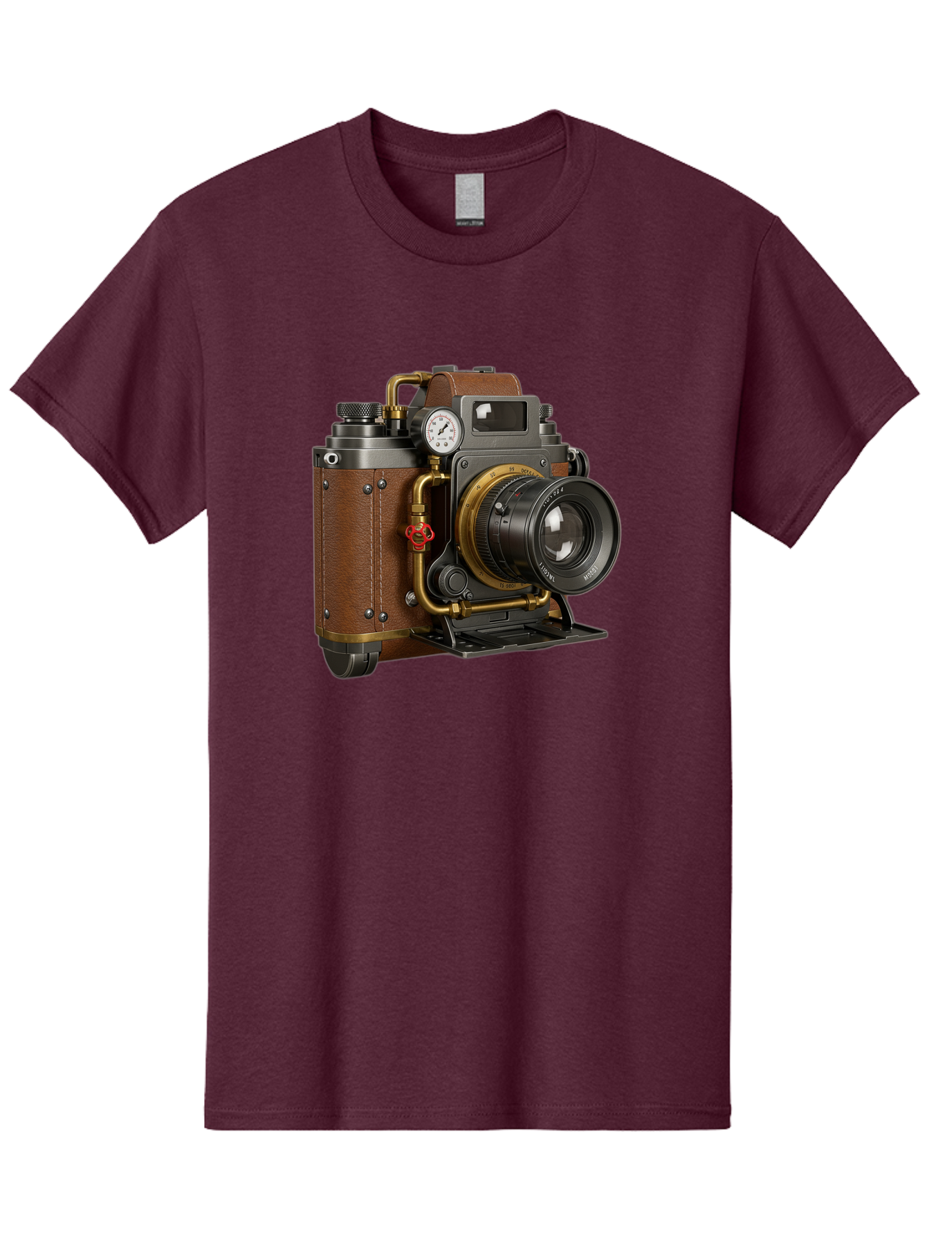 Steampunk-Camera Men'S Graphic Tee, 100% Cotton, Comfortable Casual Summer Wear, Machine Washable, Vintage Camera, Steampunk Design, Antique Photography, Retro Technology, Industrial Elements, Leather Wrapping, Brass Accents, Creative Art, Bae787 15