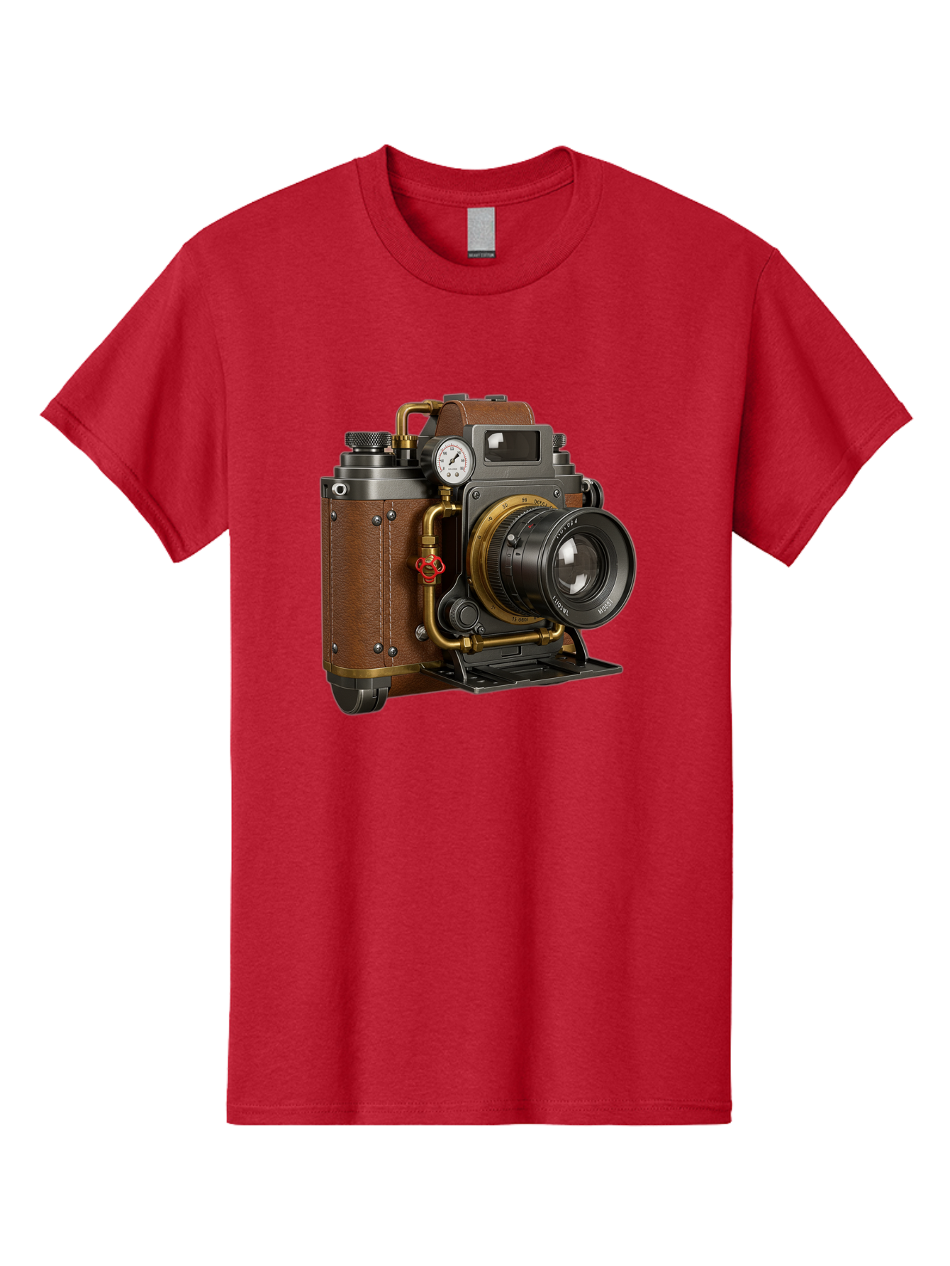 Steampunk-Camera Men'S Graphic Tee, 100% Cotton, Comfortable Casual Summer Wear, Machine Washable, Vintage Camera, Steampunk Design, Antique Photography, Retro Technology, Industrial Elements, Leather Wrapping, Brass Accents, Creative Art, Bae787 5