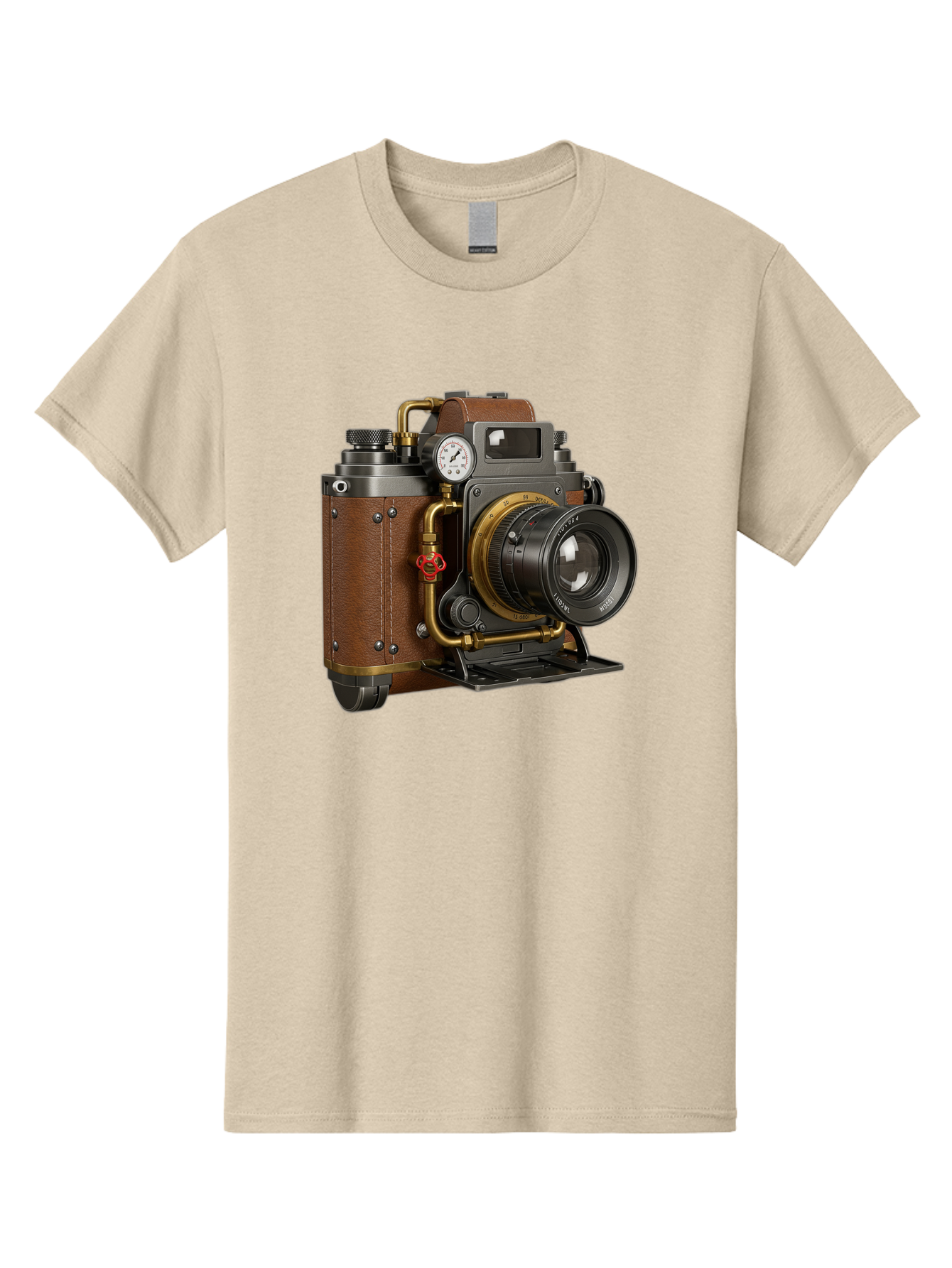Steampunk-Camera Men'S Graphic Tee, 100% Cotton, Comfortable Casual Summer Wear, Machine Washable, Vintage Camera, Steampunk Design, Antique Photography, Retro Technology, Industrial Elements, Leather Wrapping, Brass Accents, Creative Art, Bae787 13