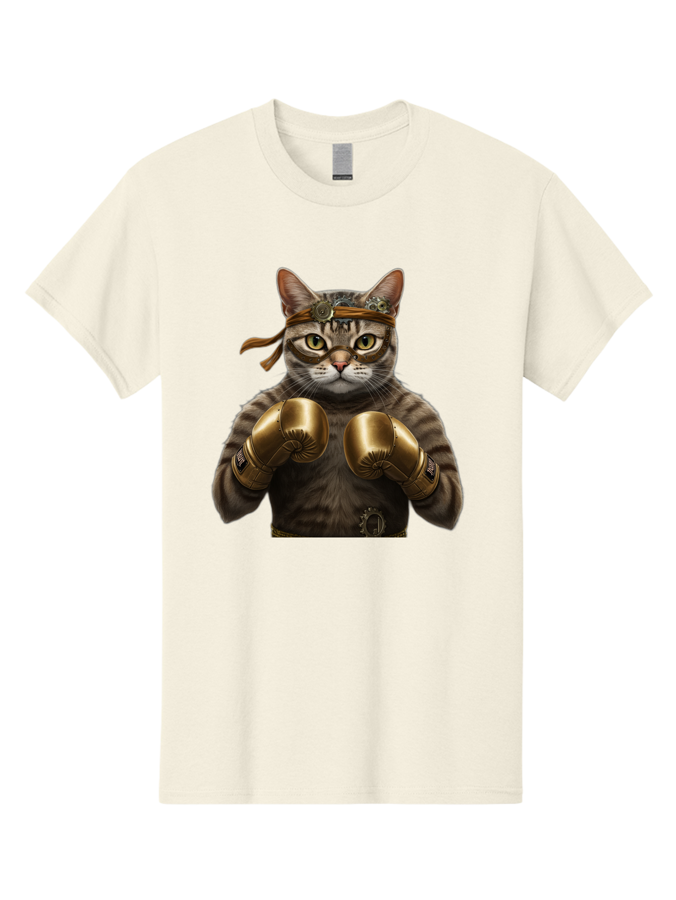 Steampunk-Cat-Boxer Men'S Graphic Tee, 100% Cotton, Comfortable Casual Summer Wear, Machine Washable, Steampunk Cat, Boxing Gloves, Steampunk Accessories, Fantasy Feline, Mechanical Cat, Cat In Boxing Gloves, Whimsical Illustration, Bae788 9