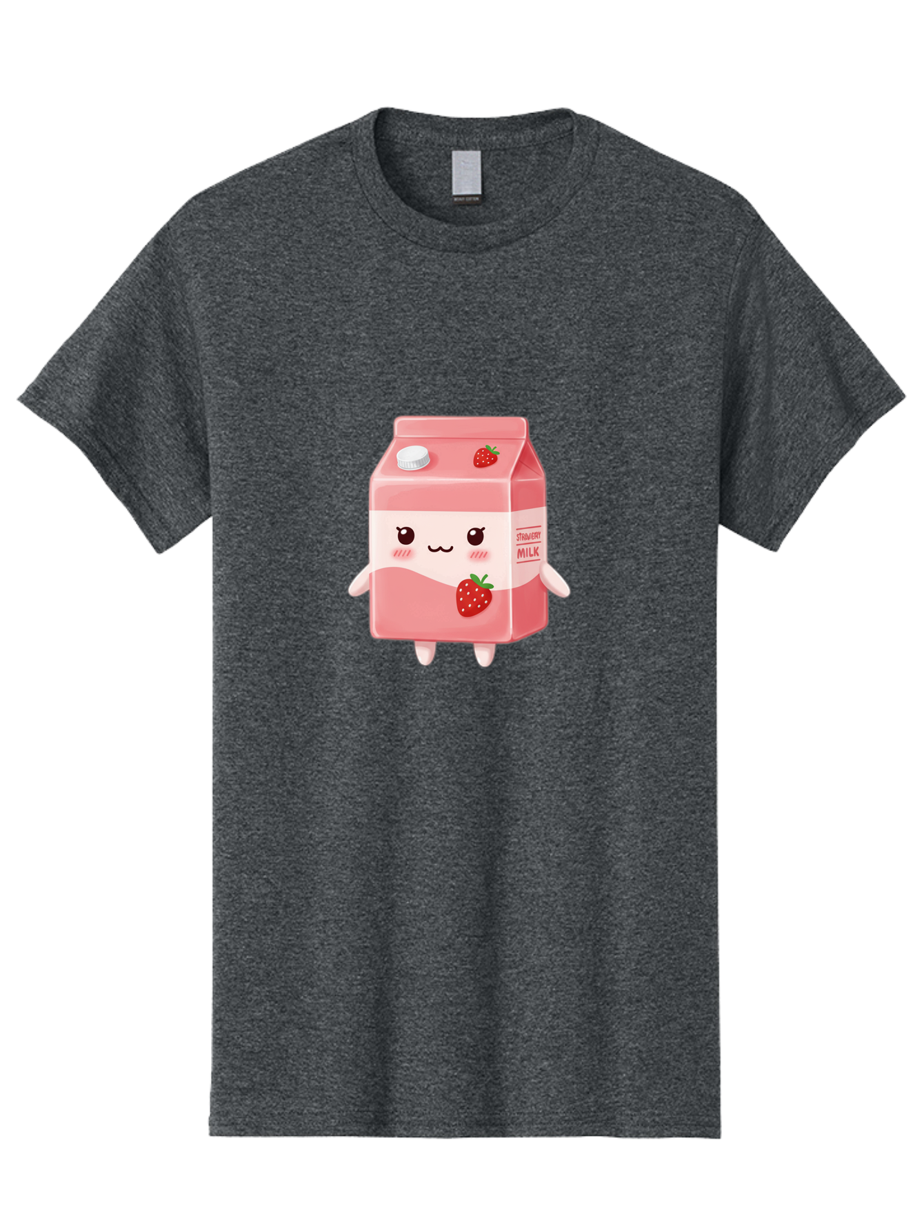 Strawberry-Milk Men'S Graphic Tee, 100% Cotton, Comfortable Casual Summer Wear, Machine Washable, Strawberry Milk, Cartoon Character, Cute Illustration, Strawberry Flavor, Pink Milk, Kawaii Design, Animated Beverage, Strawberry Theme, Bae790 8