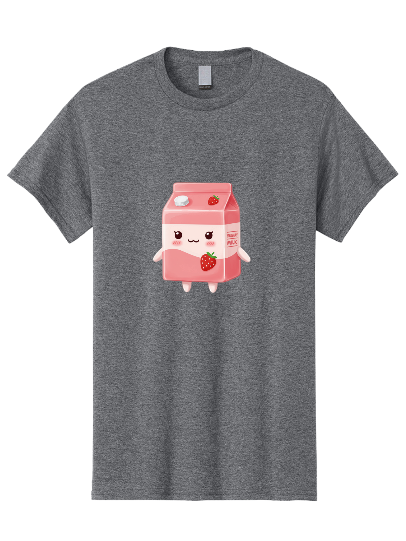 Strawberry-Milk Men'S Graphic Tee, 100% Cotton, Comfortable Casual Summer Wear, Machine Washable, Strawberry Milk, Cartoon Character, Cute Illustration, Strawberry Flavor, Pink Milk, Kawaii Design, Animated Beverage, Strawberry Theme, Bae790 13