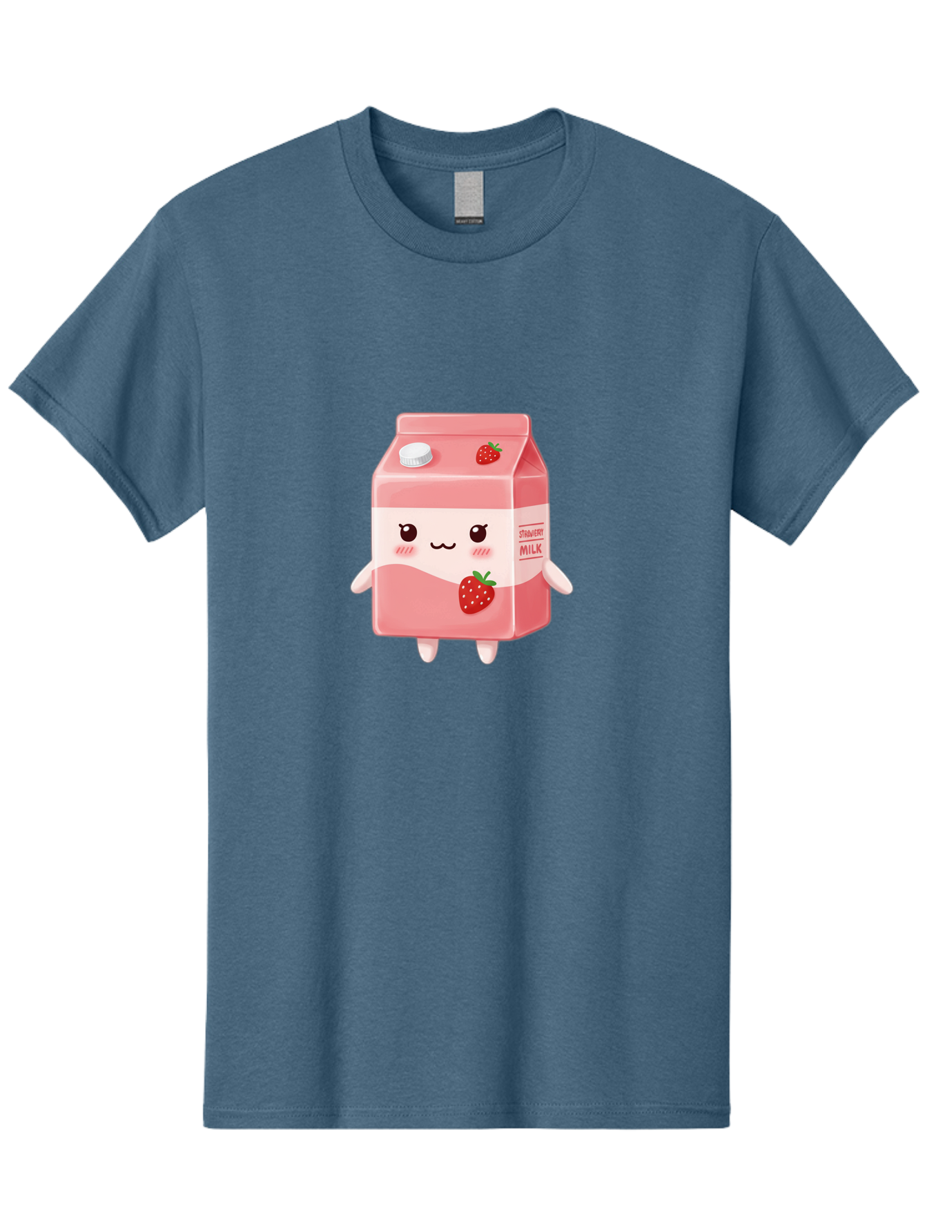 Strawberry-Milk Men'S Graphic Tee, 100% Cotton, Comfortable Casual Summer Wear, Machine Washable, Strawberry Milk, Cartoon Character, Cute Illustration, Strawberry Flavor, Pink Milk, Kawaii Design, Animated Beverage, Strawberry Theme, Bae790 1