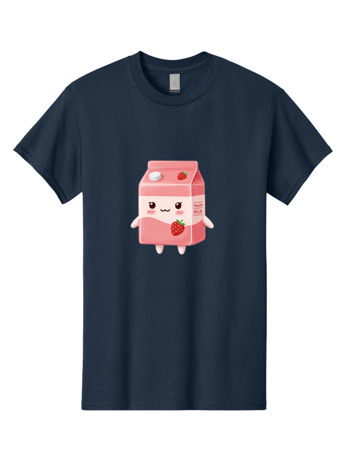 Strawberry-Milk Men'S Graphic Tee, 100% Cotton, Comfortable Casual Summer Wear, Machine Washable, Strawberry Milk, Cartoon Character, Cute Illustration, Strawberry Flavor, Pink Milk, Kawaii Design, Animated Beverage, Strawberry Theme, Bae790 15
