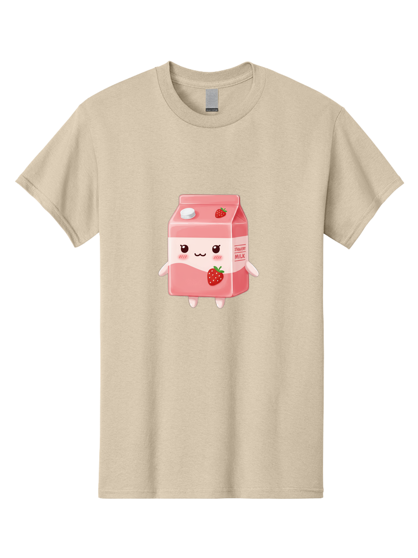 Strawberry-Milk Men'S Graphic Tee, 100% Cotton, Comfortable Casual Summer Wear, Machine Washable, Strawberry Milk, Cartoon Character, Cute Illustration, Strawberry Flavor, Pink Milk, Kawaii Design, Animated Beverage, Strawberry Theme, Bae790 12