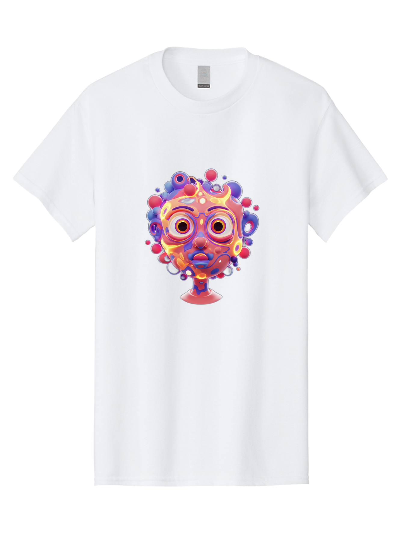 Surreal-Face Men'S Graphic Tee, 100% Cotton, Comfortable Casual Summer Wear, Machine Washable, Surreal Art, Abstract Face, Vibrant Colors, Dreamlike Atmosphere, Psychedelic Design, Futuristic Character, Colorful Eyes Bae792 10