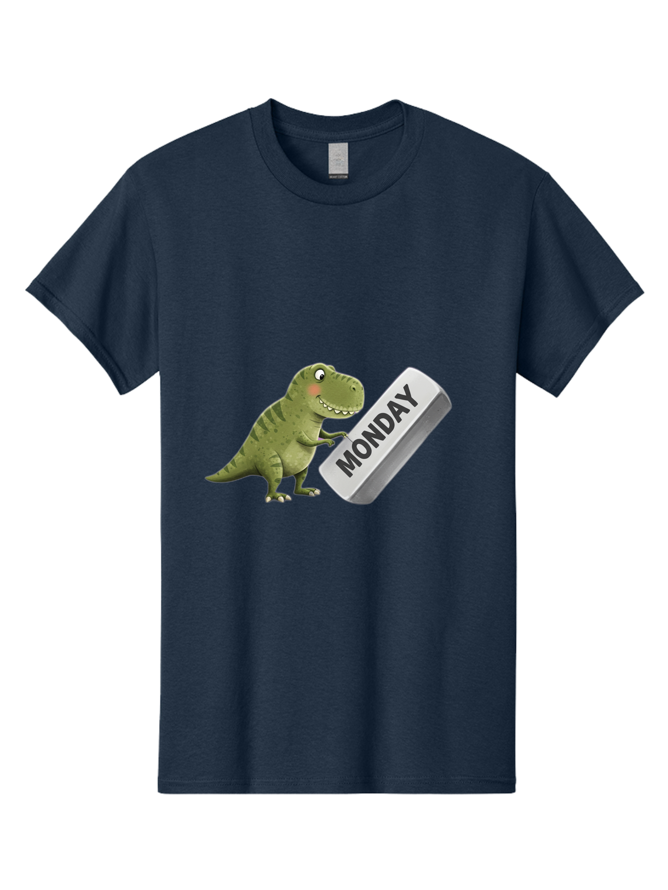 T-Rex-Monday Men'S Graphic Tee, 100% Cotton, Comfortable Casual Summer Wear, Machine Washable, Cartoon Dinosaur Holding 'Monday' Sign, Funny Prehistoric Creature, Humorous Illustration, Monday Motivation, Dino Humor, T-Rex Character Bae794 10