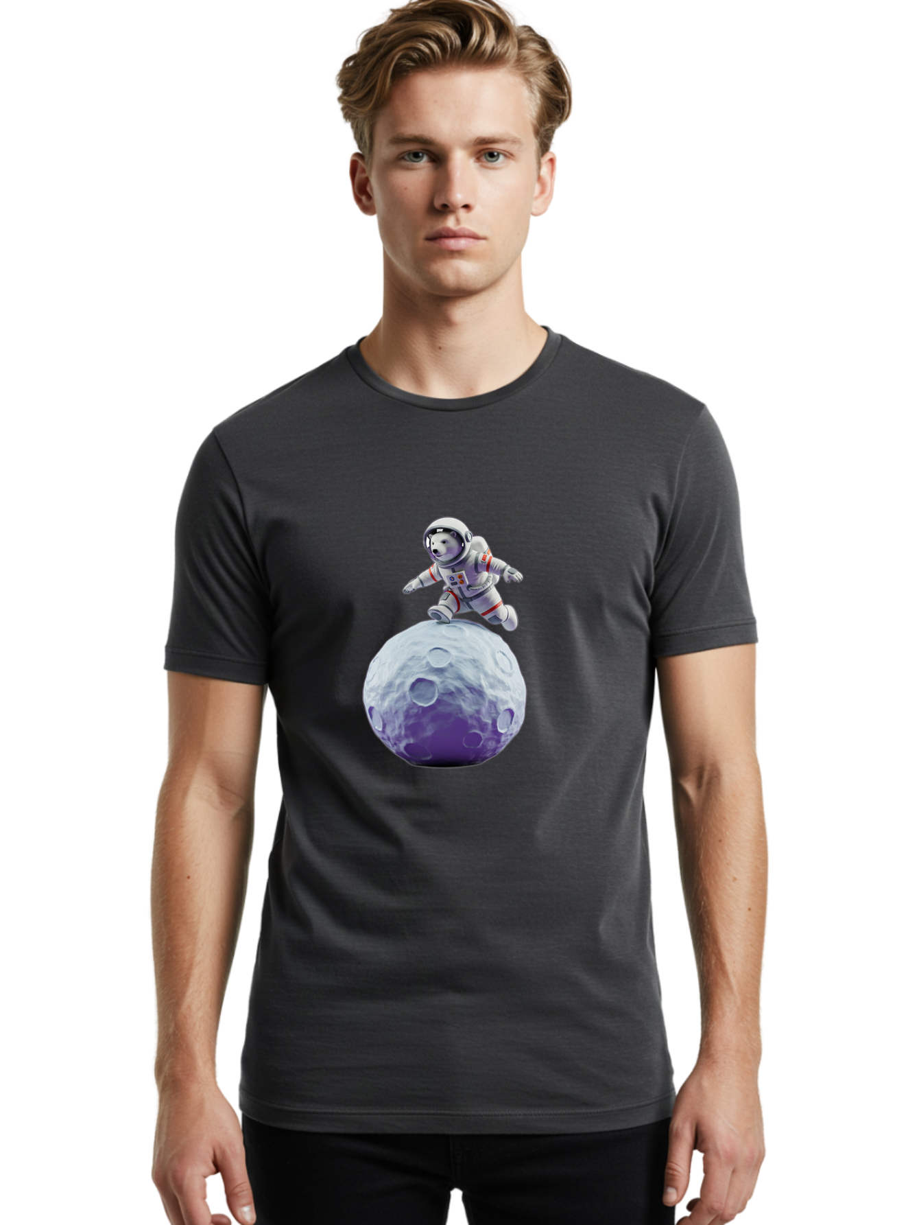 Teddy-Bear-Astronaut Men'S Graphic Tee, 100% Cotton, Comfortable Casual Summer Wear, Machine Washable, Bear Astronaut, Space Suit, Craters, Moon Surface, Lunar Exploration, Space Adventure, Cartoon Astronaut, Funny Space, Adventure Theme, Bae796 22