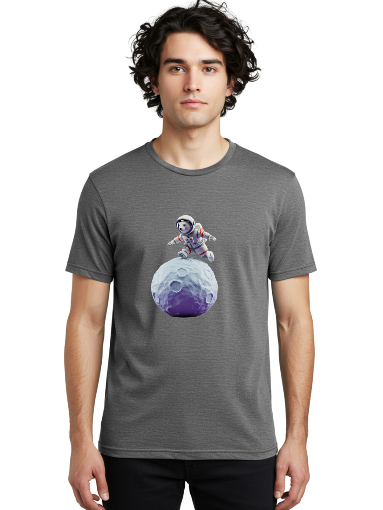Teddy-Bear-Astronaut Men'S Graphic Tee, 100% Cotton, Comfortable Casual Summer Wear, Machine Washable, Bear Astronaut, Space Suit, Craters, Moon Surface, Lunar Exploration, Space Adventure, Cartoon Astronaut, Funny Space, Adventure Theme, Bae796 18