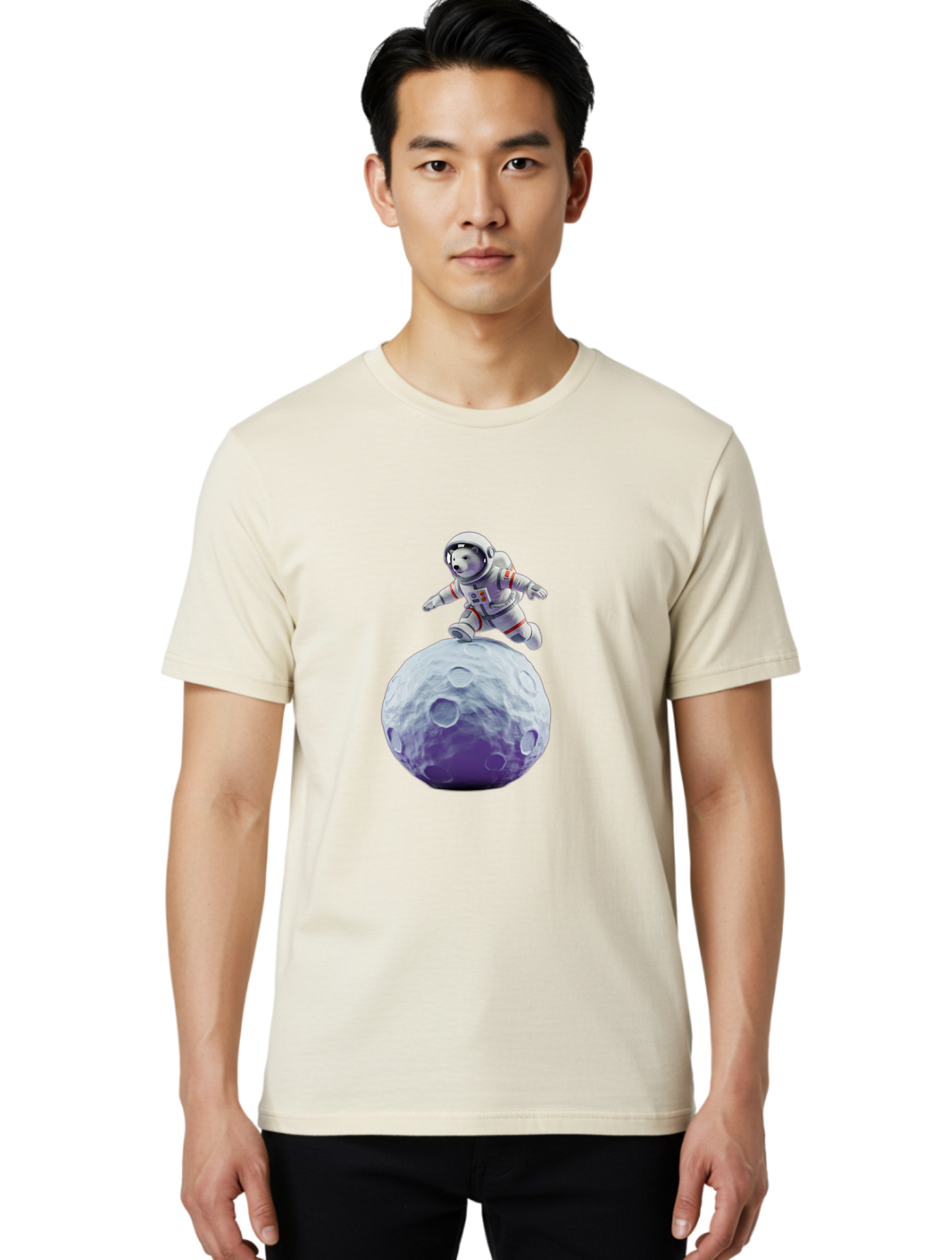 Teddy-Bear-Astronaut Men'S Graphic Tee, 100% Cotton, Comfortable Casual Summer Wear, Machine Washable, Bear Astronaut, Space Suit, Craters, Moon Surface, Lunar Exploration, Space Adventure, Cartoon Astronaut, Funny Space, Adventure Theme, Bae796 26