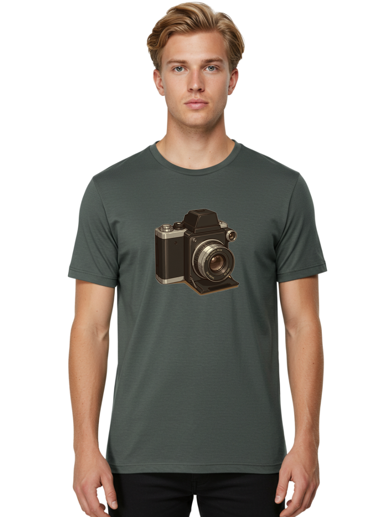 Tlr-Camera Men'S Graphic Tee, 100% Cotton, Comfortable Casual Summer Wear, Machine Washable, Vintage Camera, Twin Lens Reflex Camera, Black And Silver, Photography Equipment, Lens, Nikon, Camera Body, Classic Design, Retro Style, Film Camera Bae801 23